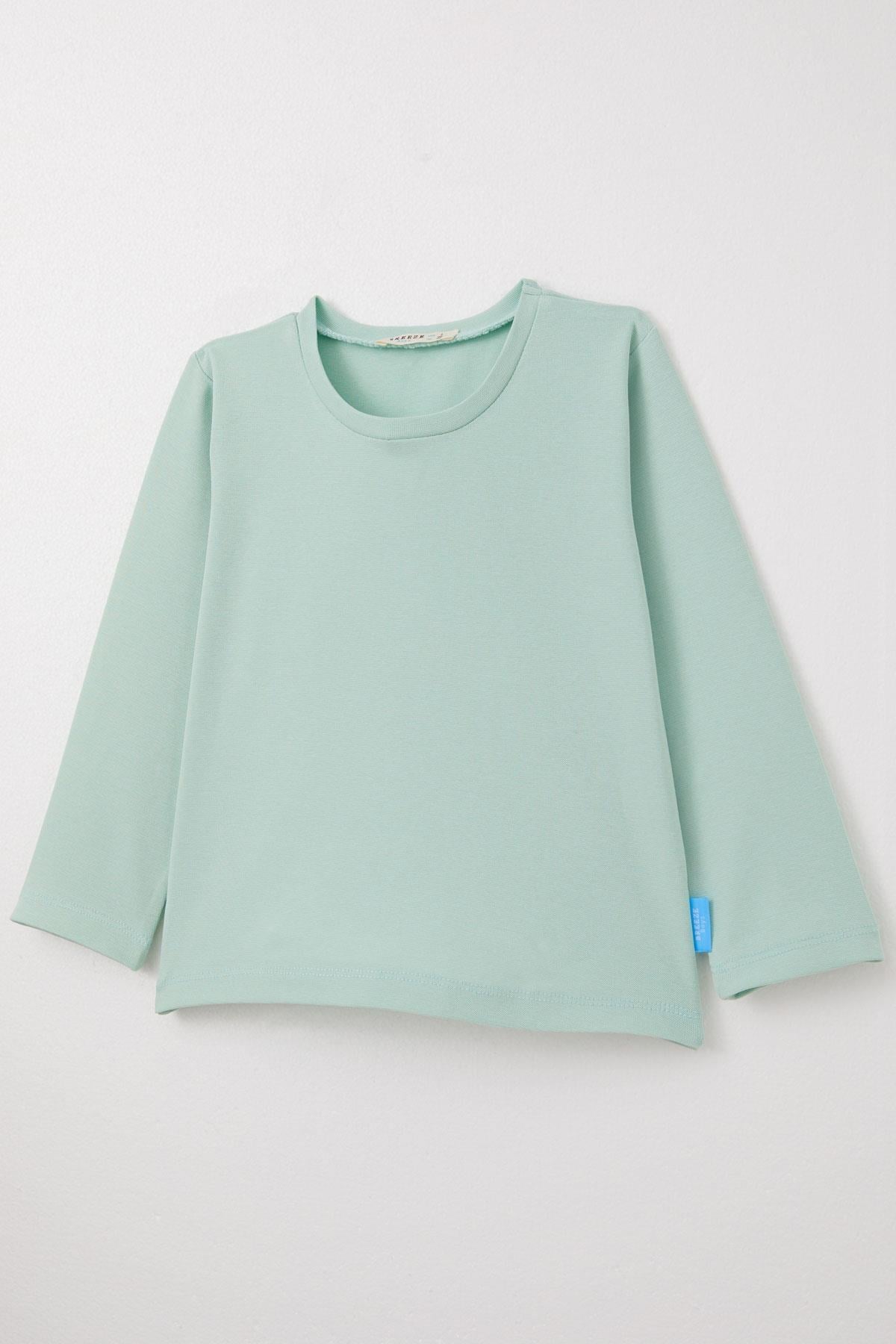 Breeze Erkek Bebek Uzun Kollu Tişört Basic Mint Yeşili (9 Ay-3 Yaş)