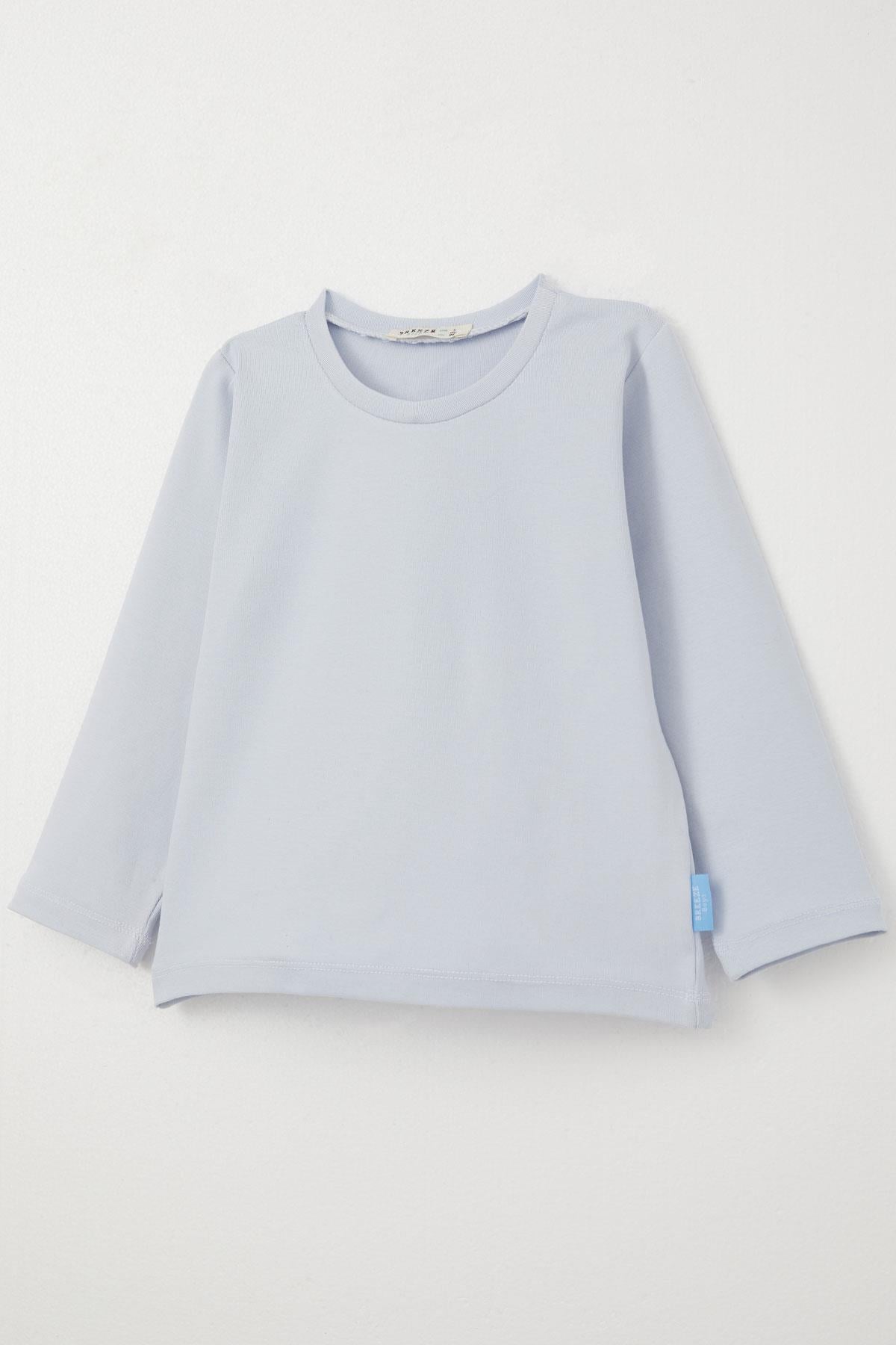 Breeze Erkek Bebek Uzun Kollu Tişört Basic Buz Mavisi (9 Ay-3 Yaş)