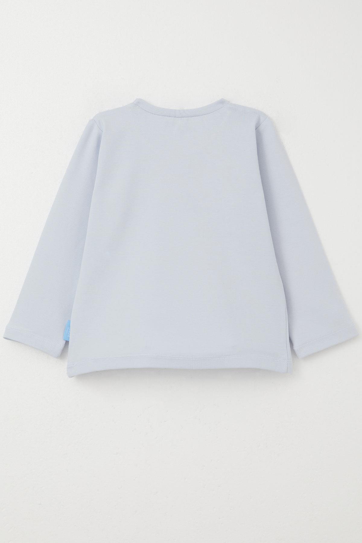 Breeze Erkek Bebek Uzun Kollu Tişört Basic Buz Mavisi (9 Ay-3 Yaş)