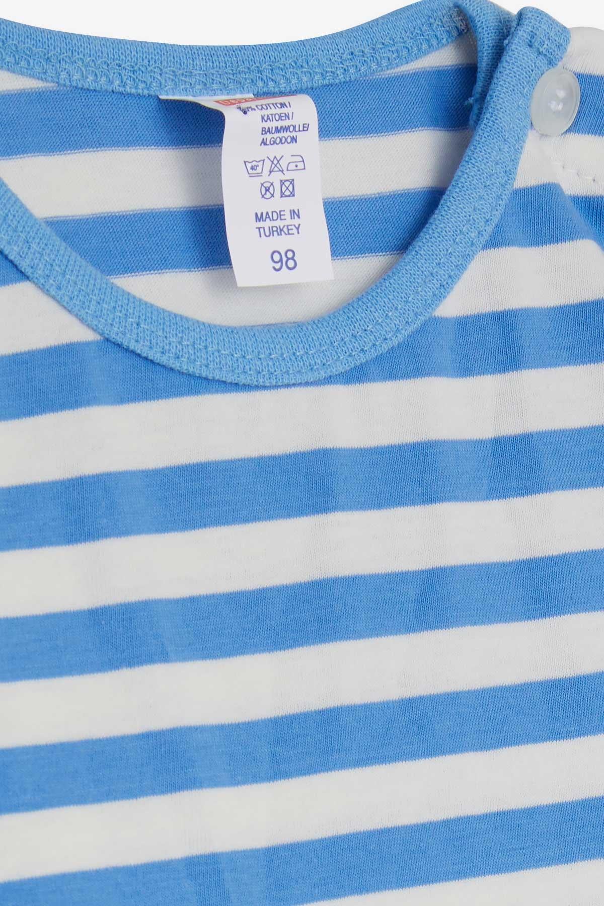 Breeze Erkek Bebek Uzun Kollu Tişört Çizgili Açık Mavi (9 Ay-3 Yaş)