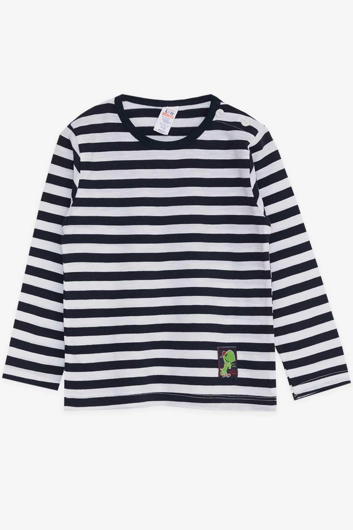 Breeze Erkek Bebek Uzun Kollu Tişört Çizgili Lacivert (9 Ay-3 Yaş)