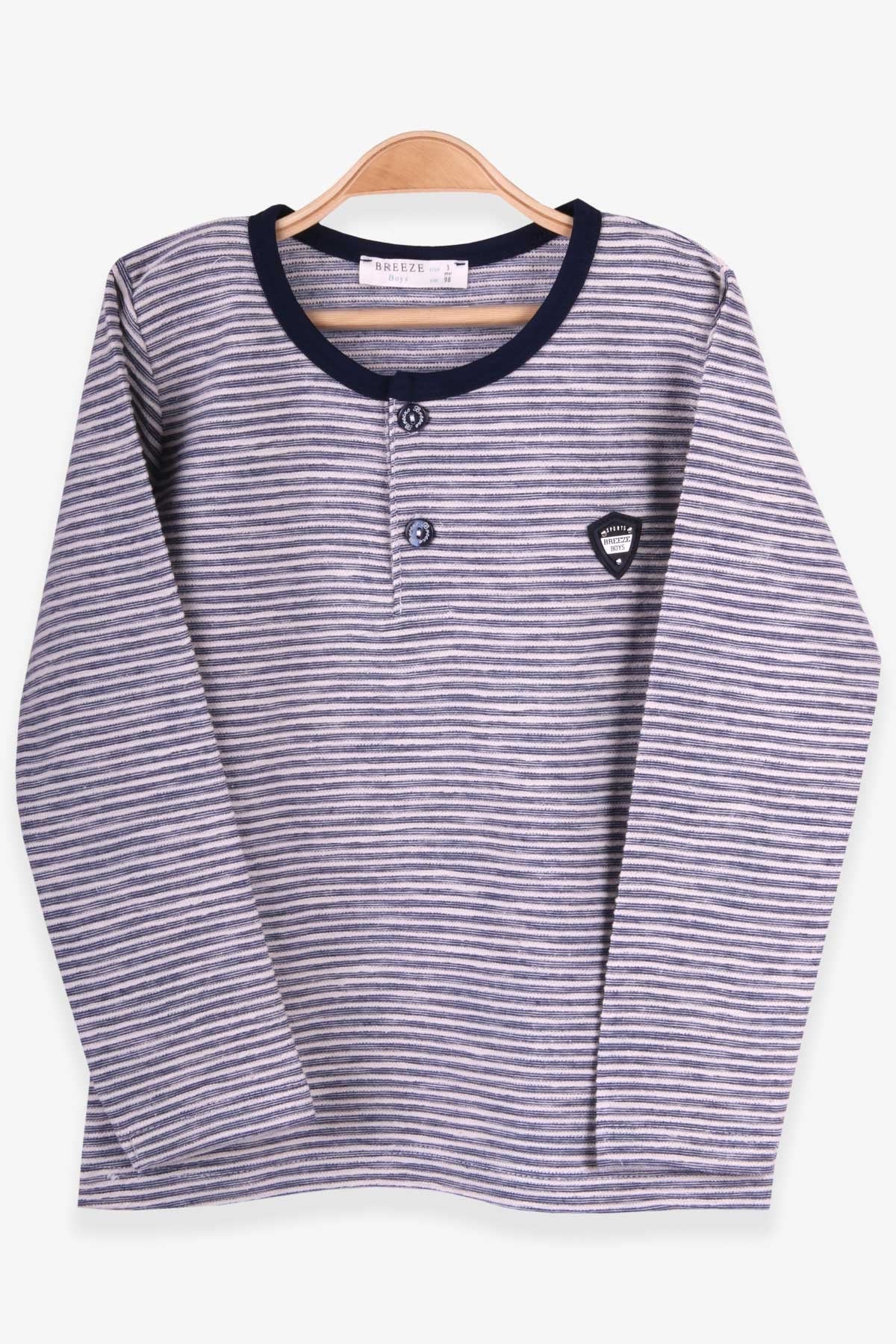 Breeze Erkek Bebek Uzun Kollu Tişört Cepli Çizgili Karışık Renk (9 Ay-3 Yaş)