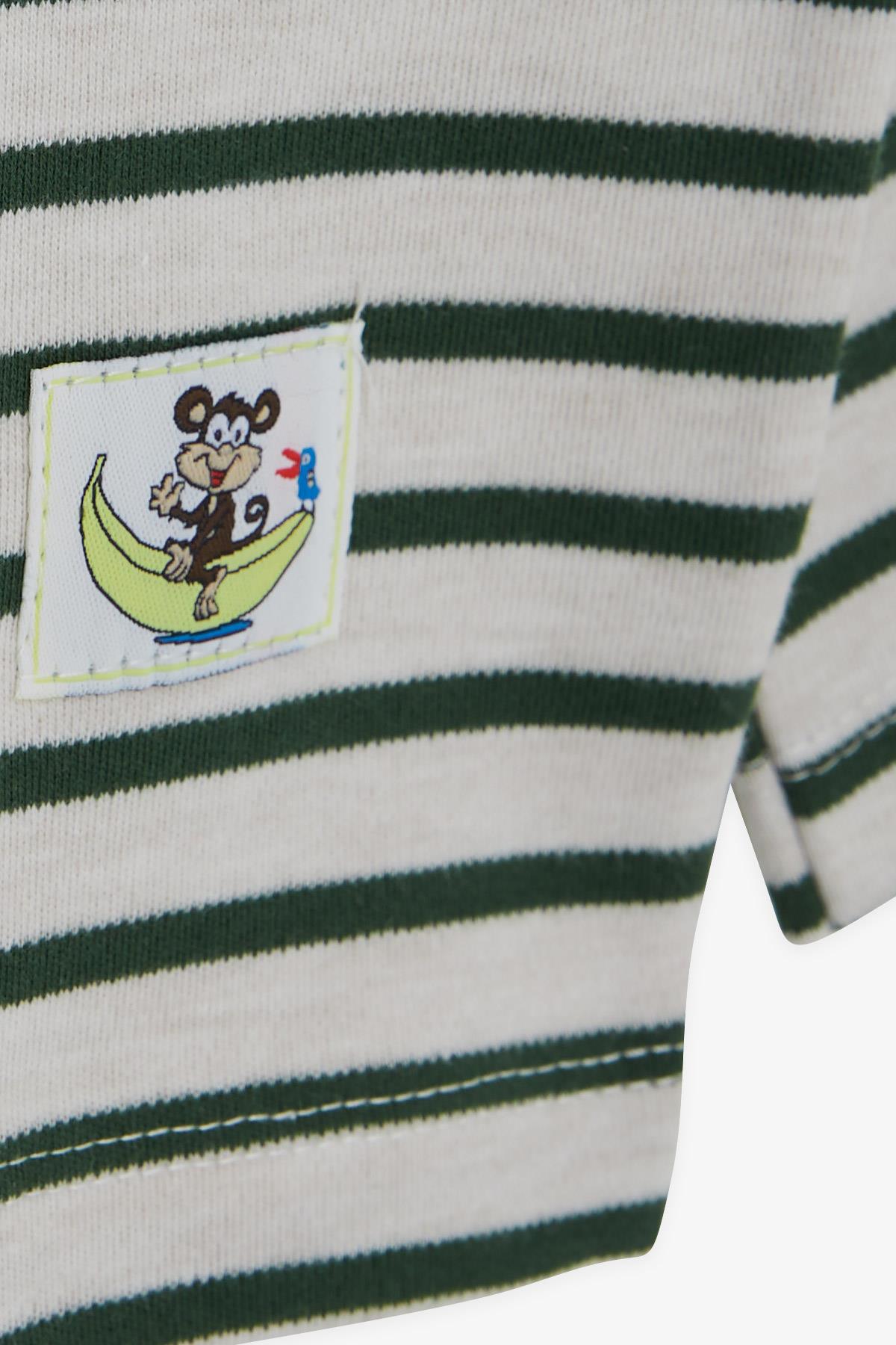 Breeze Erkek Bebek Uzun Kollu Tişört Patlı Maymuncuk Baskılı Bej (9 Ay-3 Yaş)