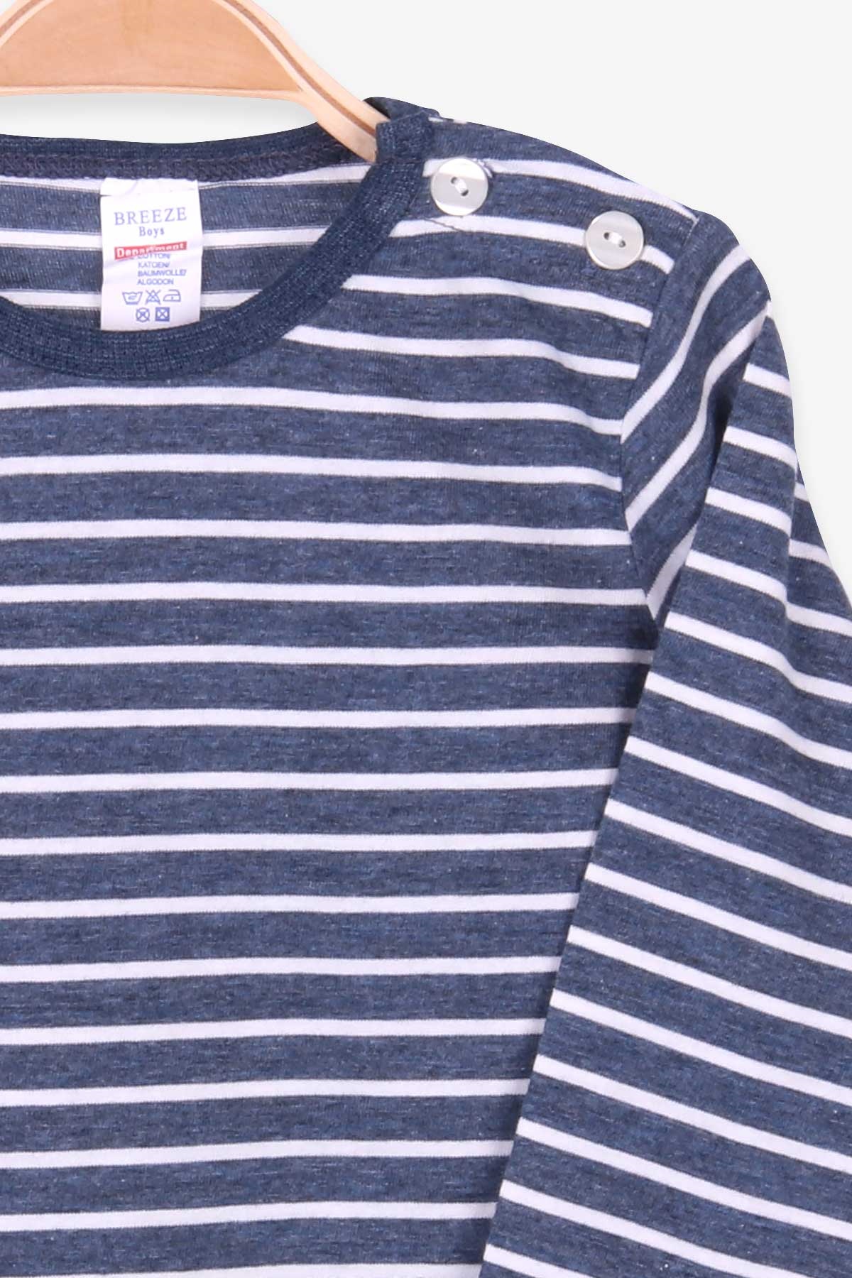 Breeze Erkek Bebek Uzun Kollu Tişört Patlı Çizgili İndigo (9 Ay-3 Yaş)