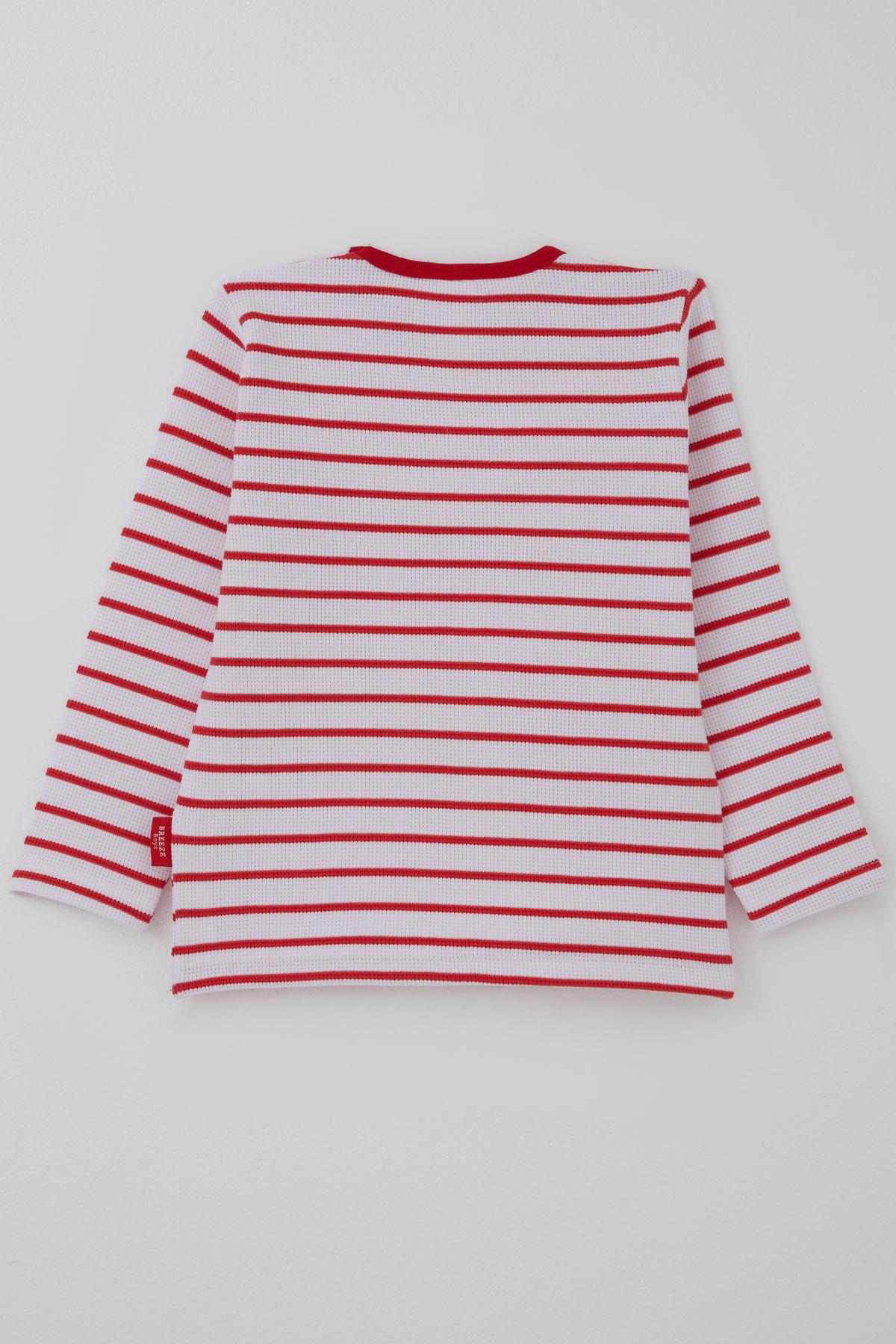 Breeze Erkek Bebek Uzun Kollu Tişört Patlı Çizgili Beyaz (9 Ay-3 Yaş)