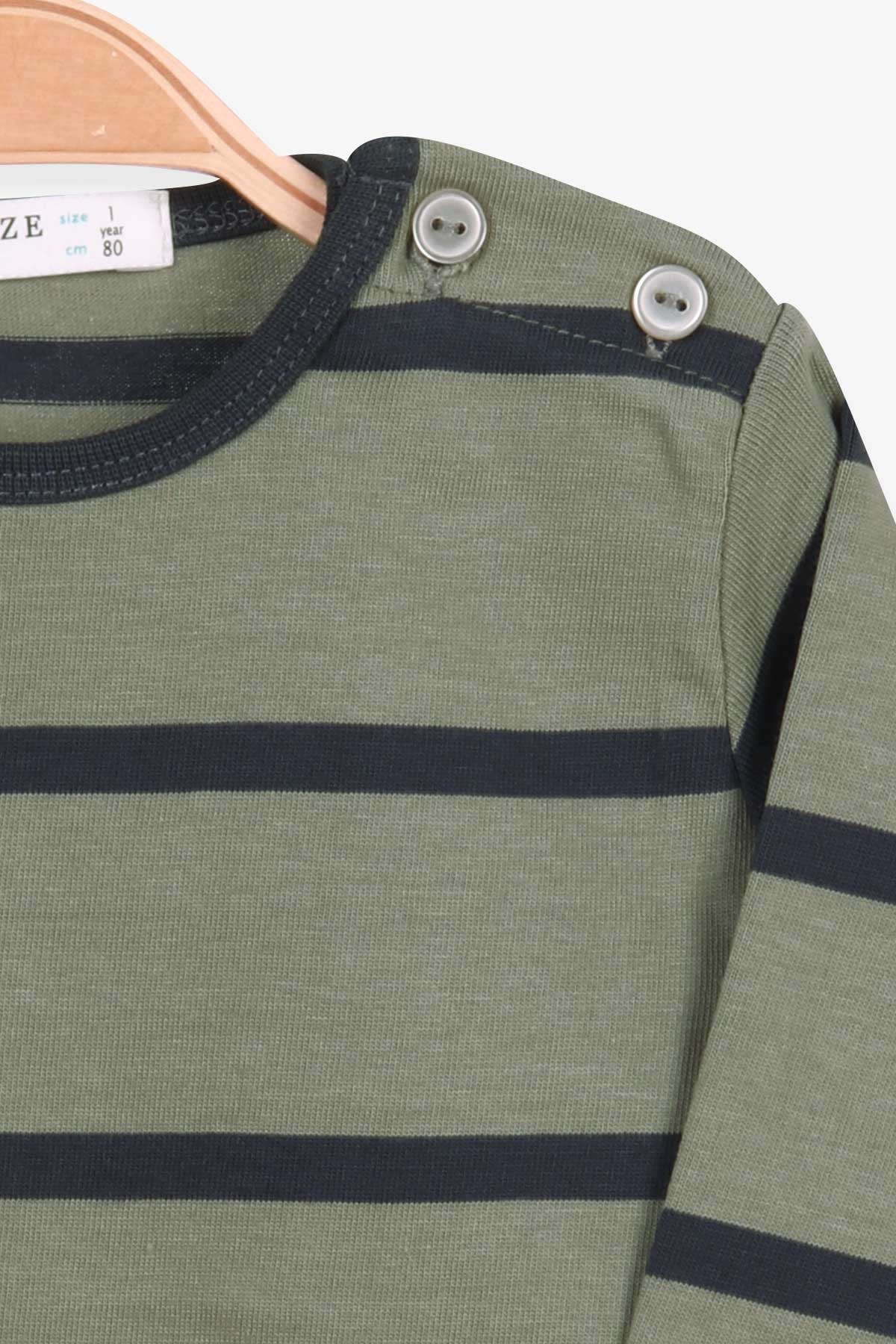 Breeze Erkek Bebek Uzun Kollu Tişört Patlı Çizgili Haki Yeşil (9 Ay-3 Yaş)