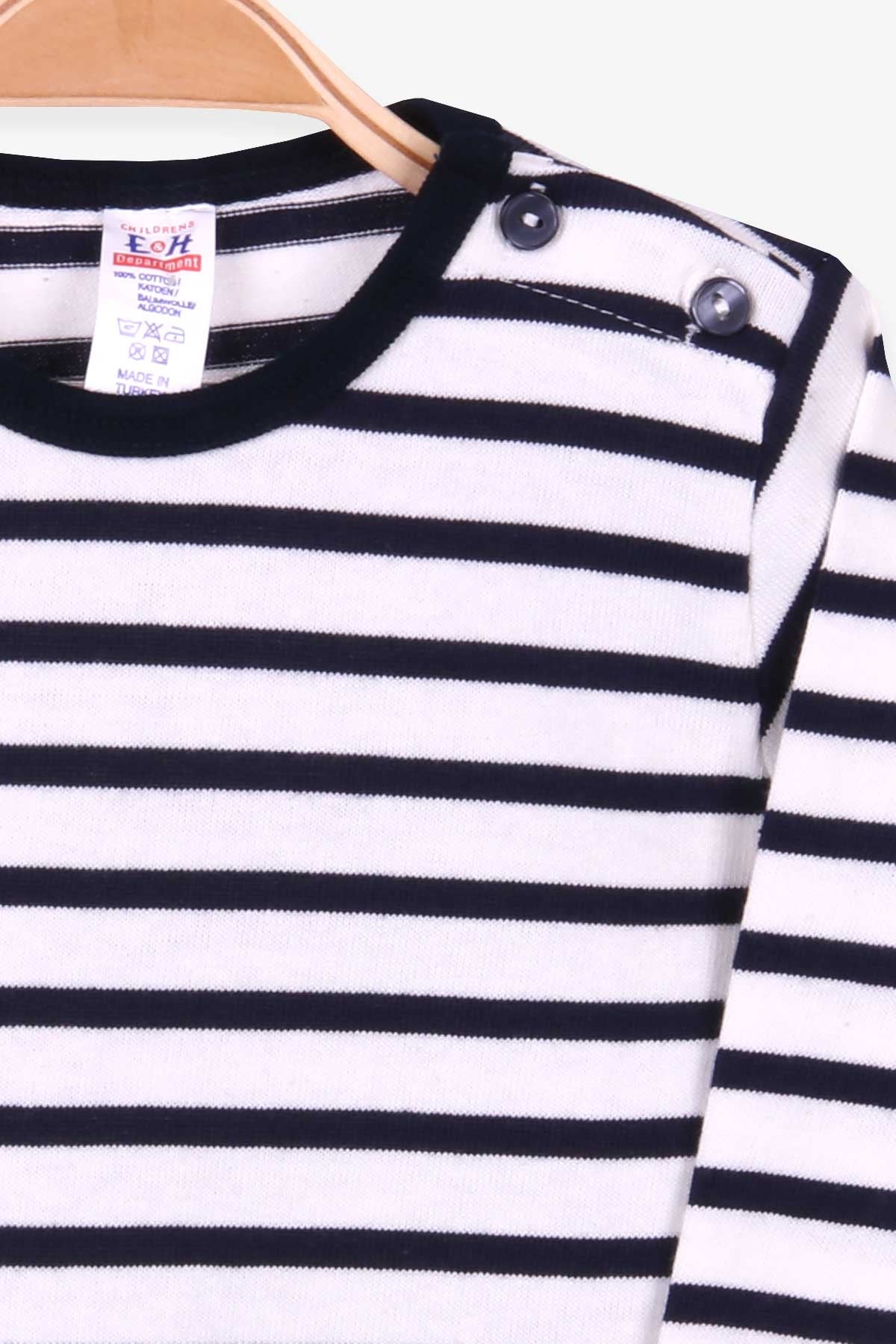 Breeze Erkek Bebek Uzun Kollu Tişört Patlı Çizgili Ekru (9 Ay-3 Yaş)