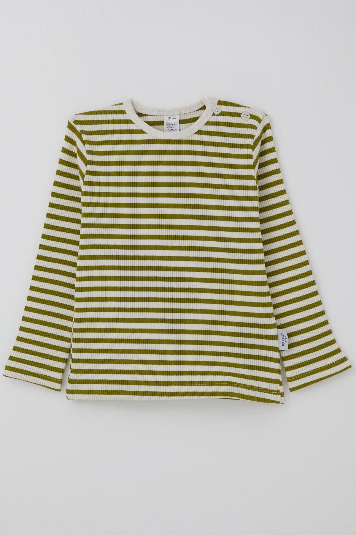 Breeze Erkek Bebek Uzun Kollu Tişört Patlı Çizgili Yeşil (9 Ay-3 Yaş)
