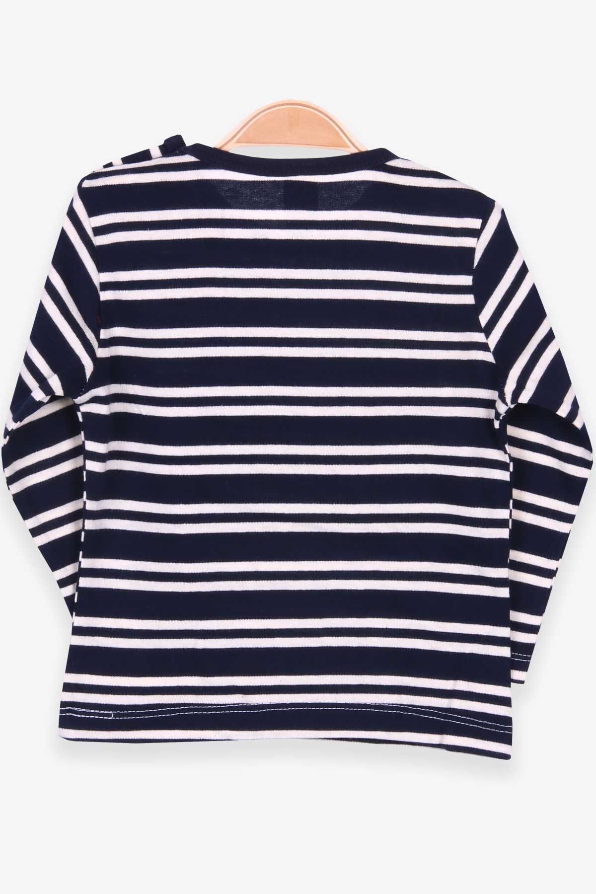 Breeze Erkek Bebek Uzun Kollu Tişört Patlı Çizgili Lacivert (9 Ay-3 Yaş)