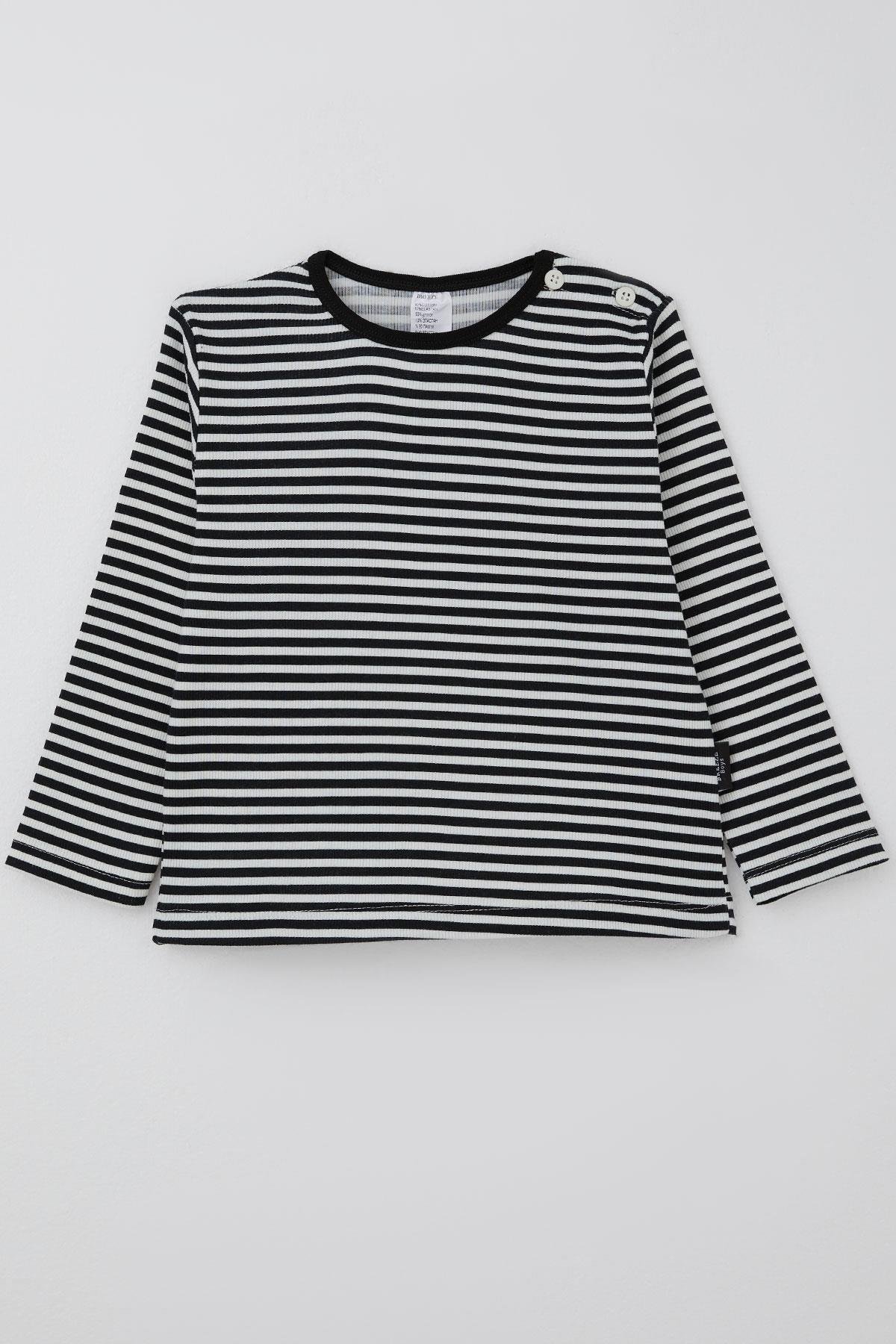 Breeze Erkek Bebek Uzun Kollu Tişört Patlı Siyah (9 Ay-3 Yaş)