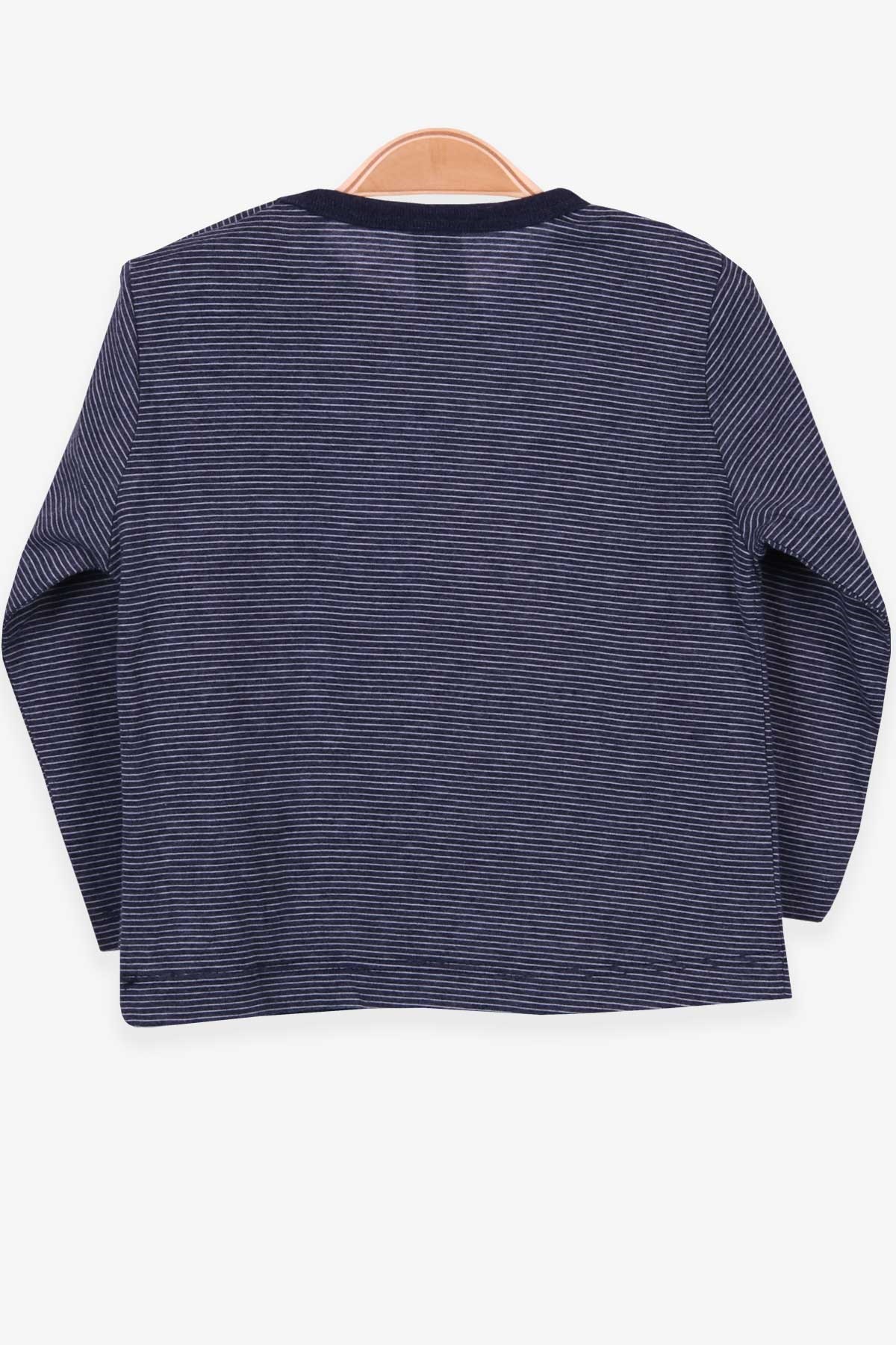 Breeze Erkek Bebek Uzun Kollu Tişört Patlı Çizgili Lacivert (9 Ay-3 Yaş)