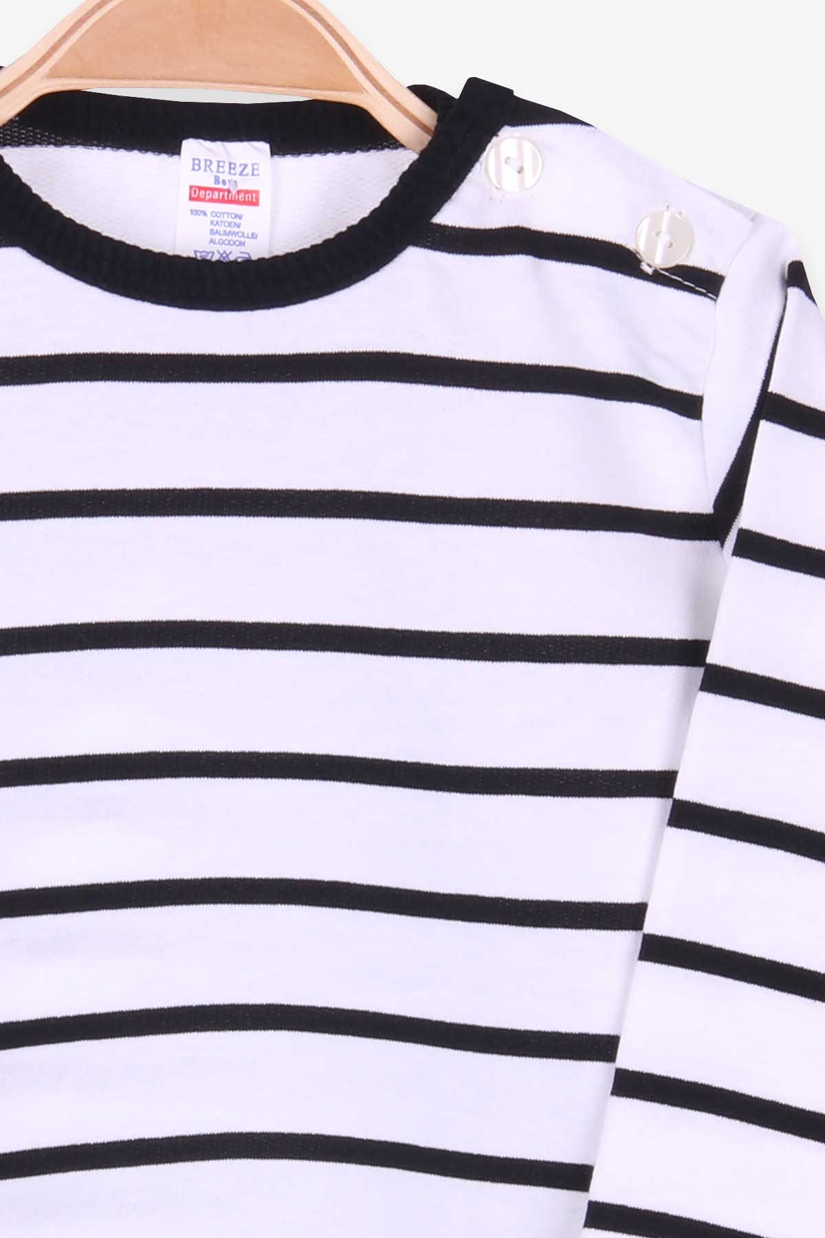 Breeze Erkek Bebek Uzun Kollu Tişört Patlı Çizgili Ekru (9 Ay-3 Yaş)