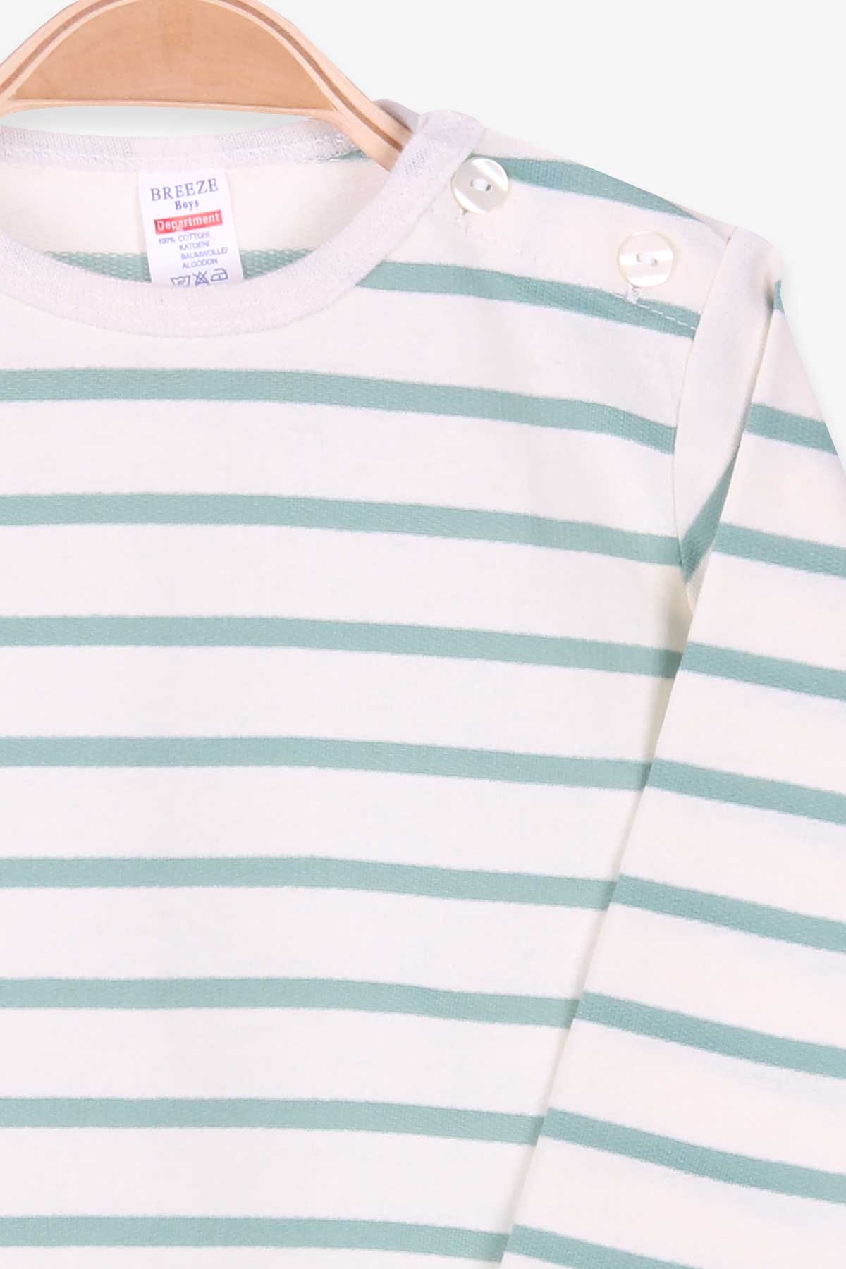 Breeze Erkek Bebek Uzun Kollu Tişört Patlı Çizgili Krem (9 Ay-3 Yaş)
