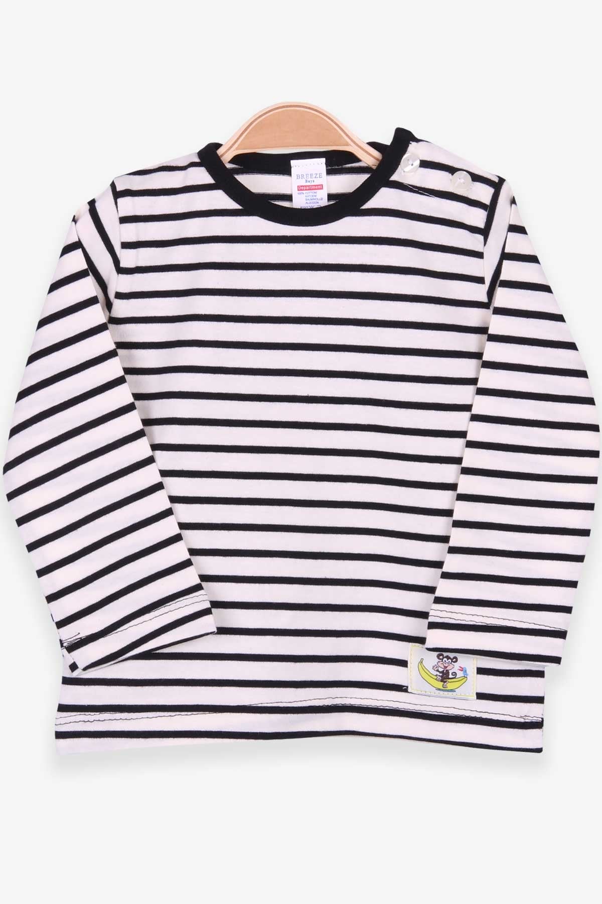 Breeze Erkek Bebek Uzun Kollu Tişört Patlı Çizgili Krem (9 Ay-3 Yaş)