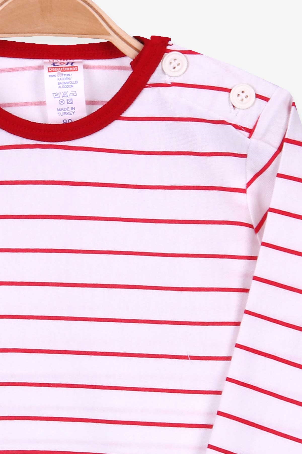 Breeze Erkek Bebek Uzun Kollu Tişört Patlı Çizgili Beyaz (9 Ay-3 Yaş)
