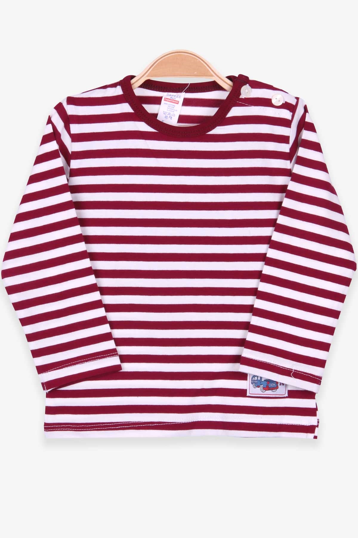 Breeze Erkek Bebek Uzun Kollu Tişört Patlı Çizgili Bordo (9 Ay-3 Yaş)