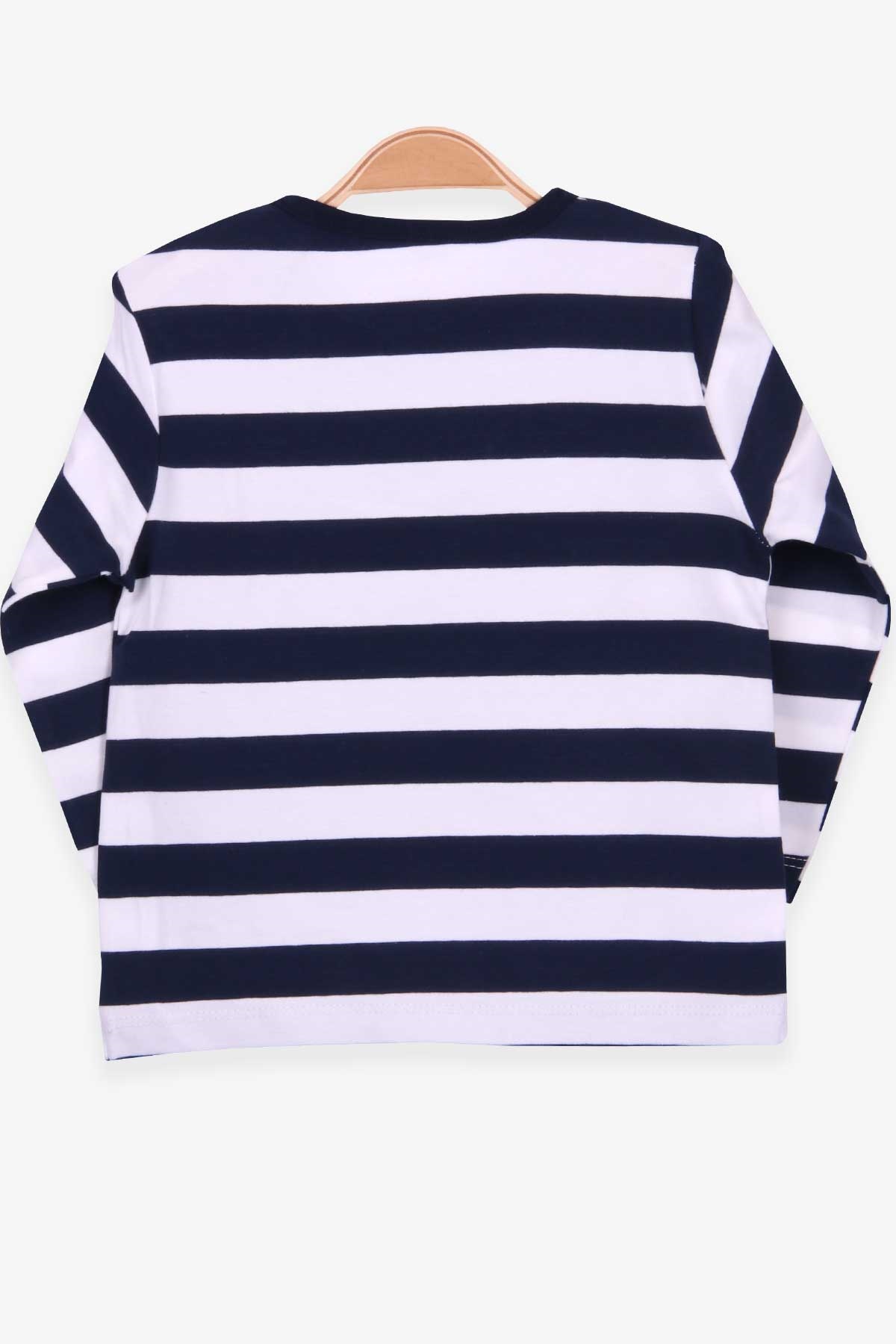 Breeze Erkek Bebek Uzun Kollu Tişört Patlı Çizgili Lacivert (9 Ay-3 Yaş)
