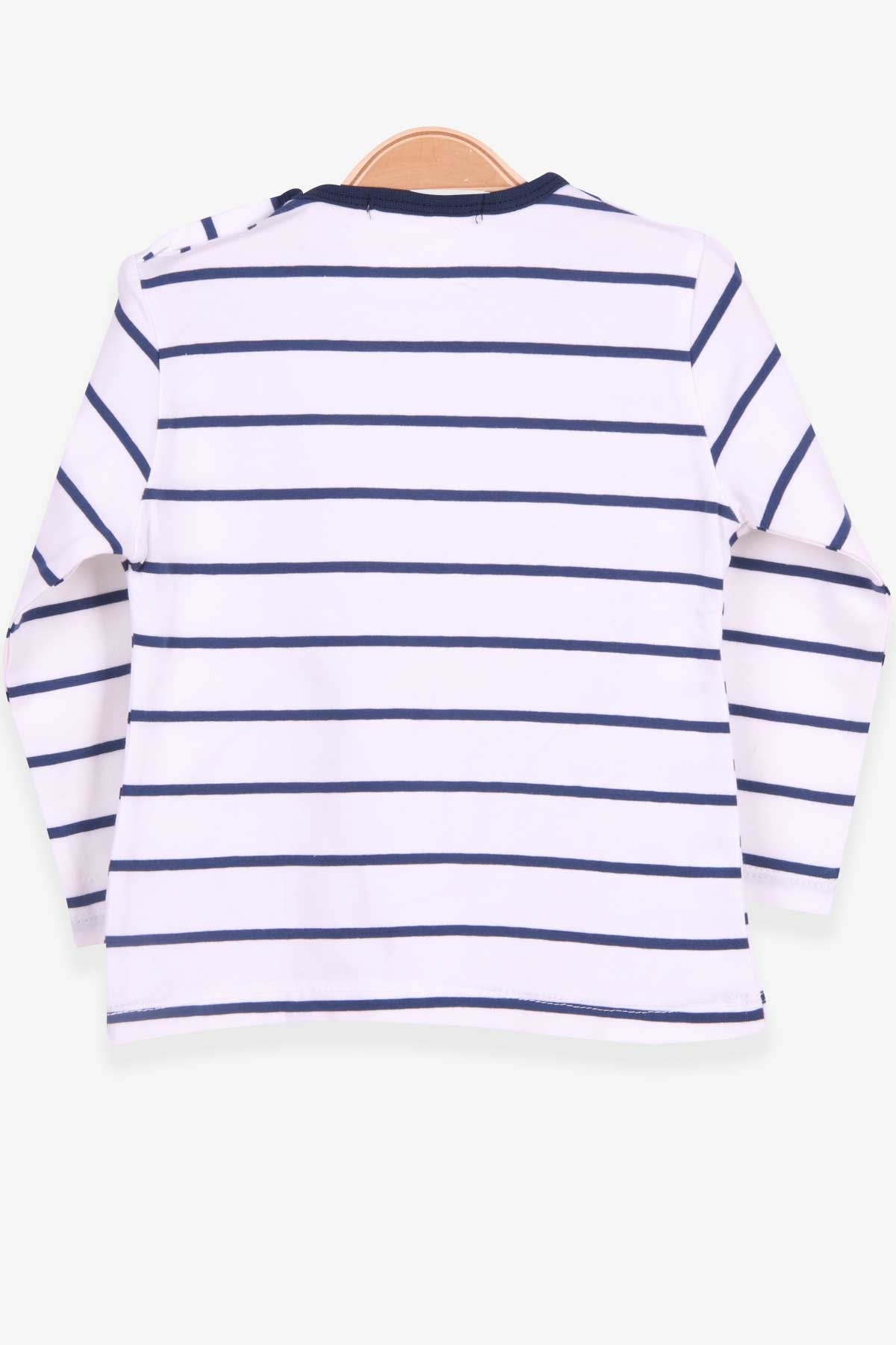 Breeze Erkek Bebek Uzun Kollu Tişört Patlı Çizgili Beyaz (9 Ay-3 Yaş)