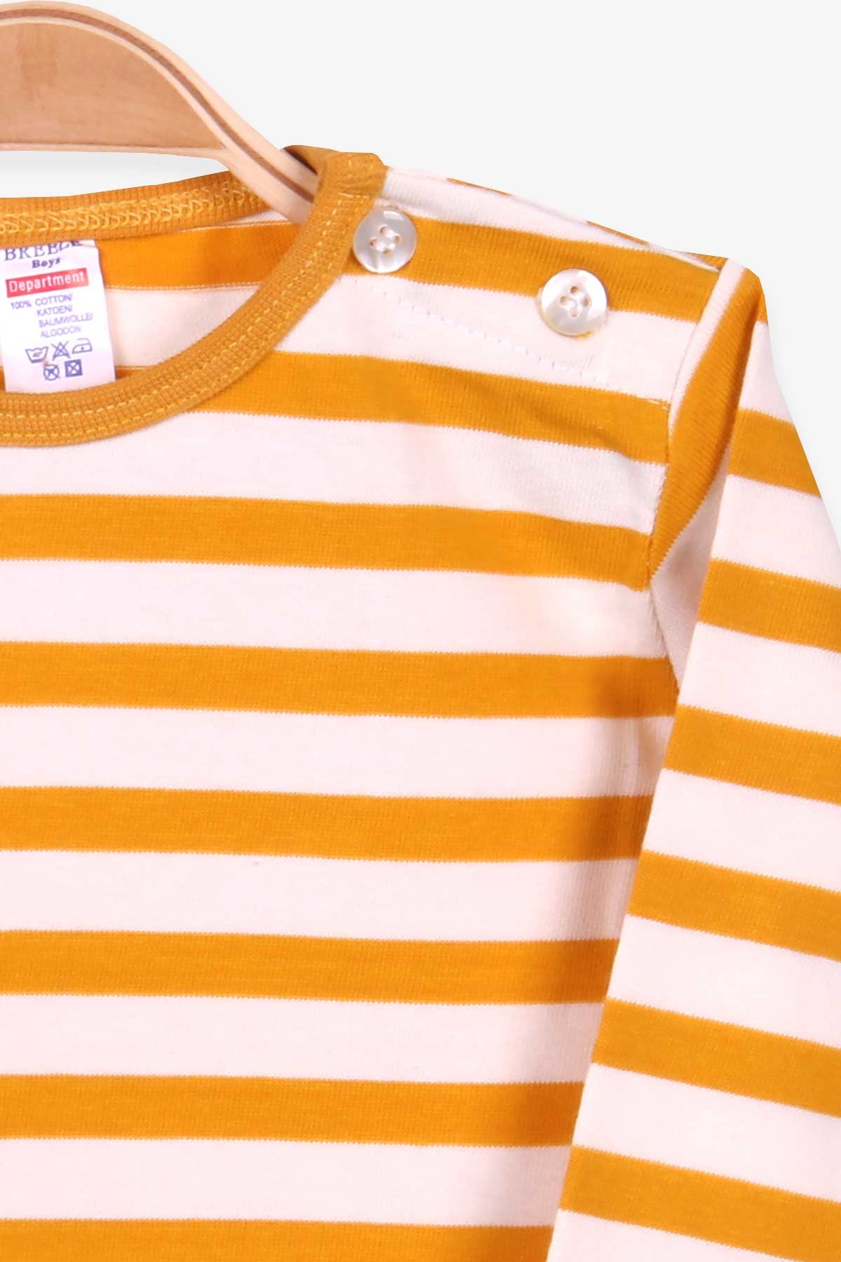 Breeze Erkek Bebek Uzun Kollu Tişört Patlı Çizgili Hardal Sarı (9 Ay-3 Yaş)