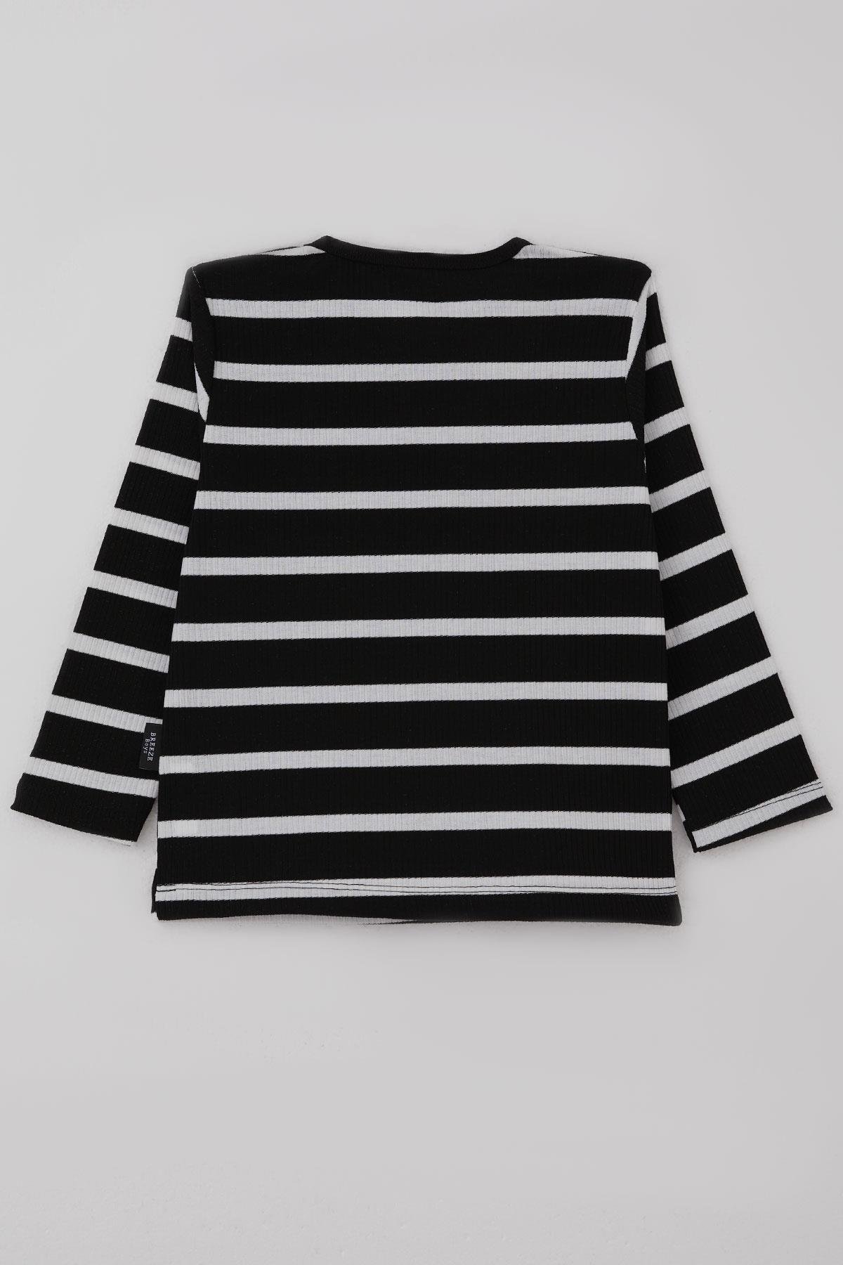 Breeze Erkek Bebek Uzun Kollu Tişört Patlı Çizgili Siyah (9 Ay-3 Yaş)