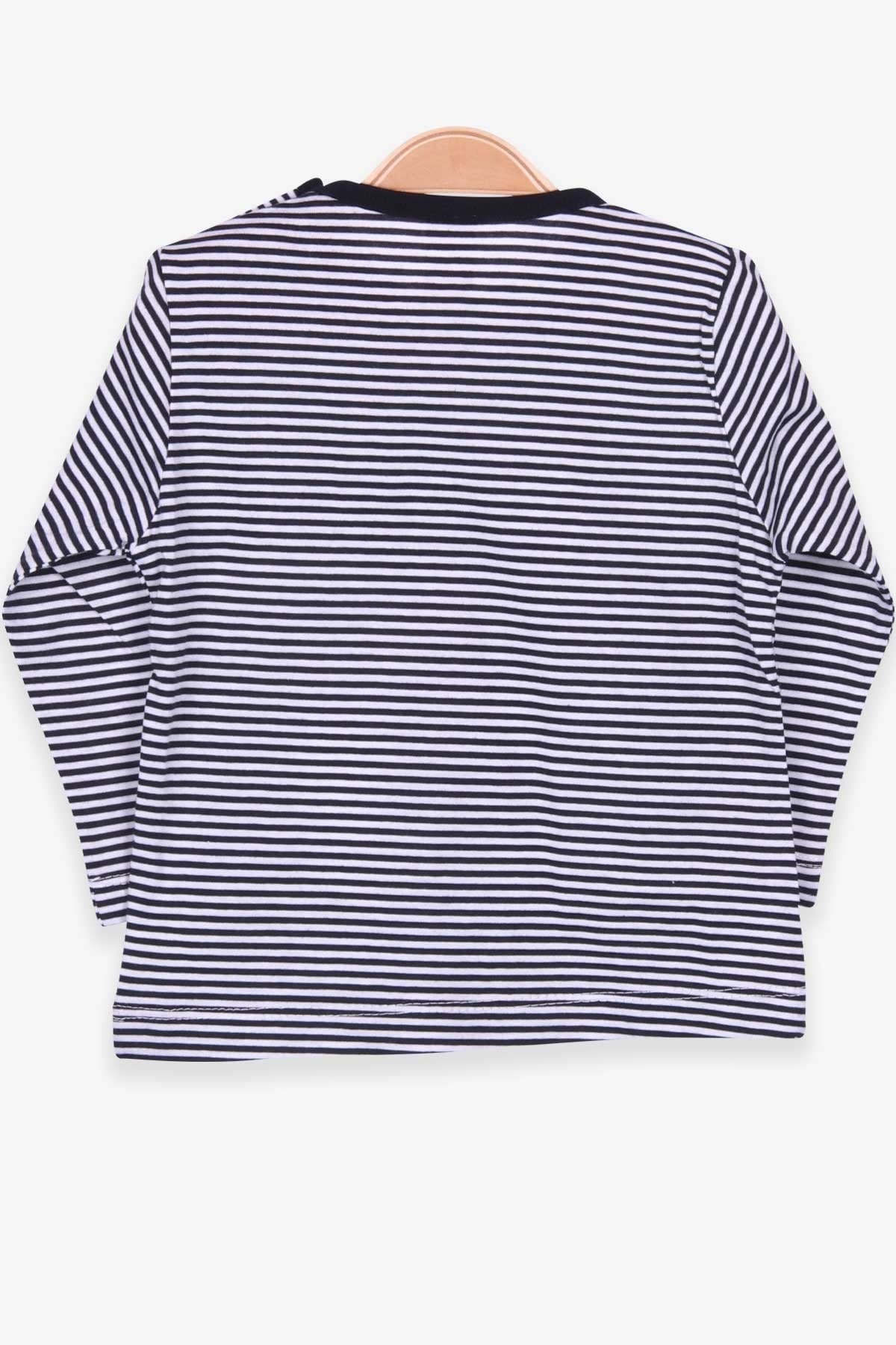 Breeze Erkek Bebek Uzun Kollu Tişört Patlı Çizgili Lacivert (9 Ay-3 Yaş)