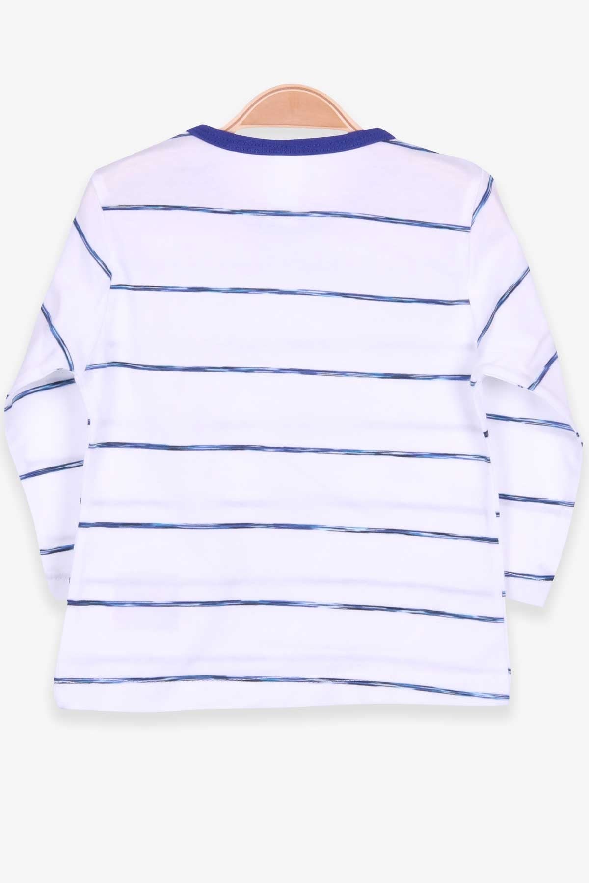 Breeze Erkek Bebek Uzun Kollu Tişört Patlı Çizgili Beyaz (9 Ay-3 Yaş)