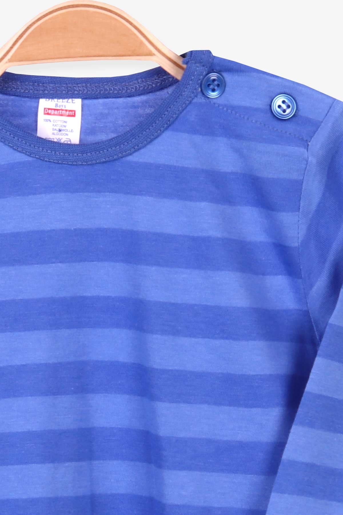 Breeze Erkek Bebek Uzun Kollu Tişört Patlı Çizgili Mavi (9 Ay-3 Yaş)