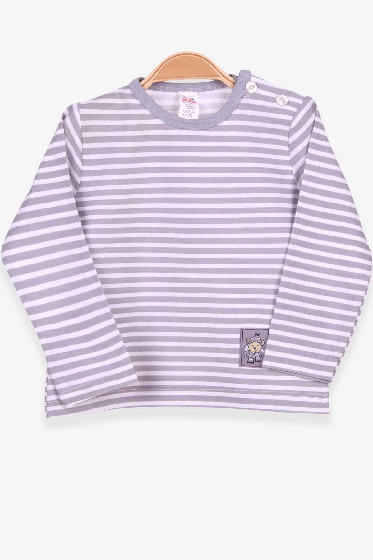 Breeze Erkek Bebek Uzun Kollu Tişört Patlı Çizgili Gri (9 Ay-3 Yaş)