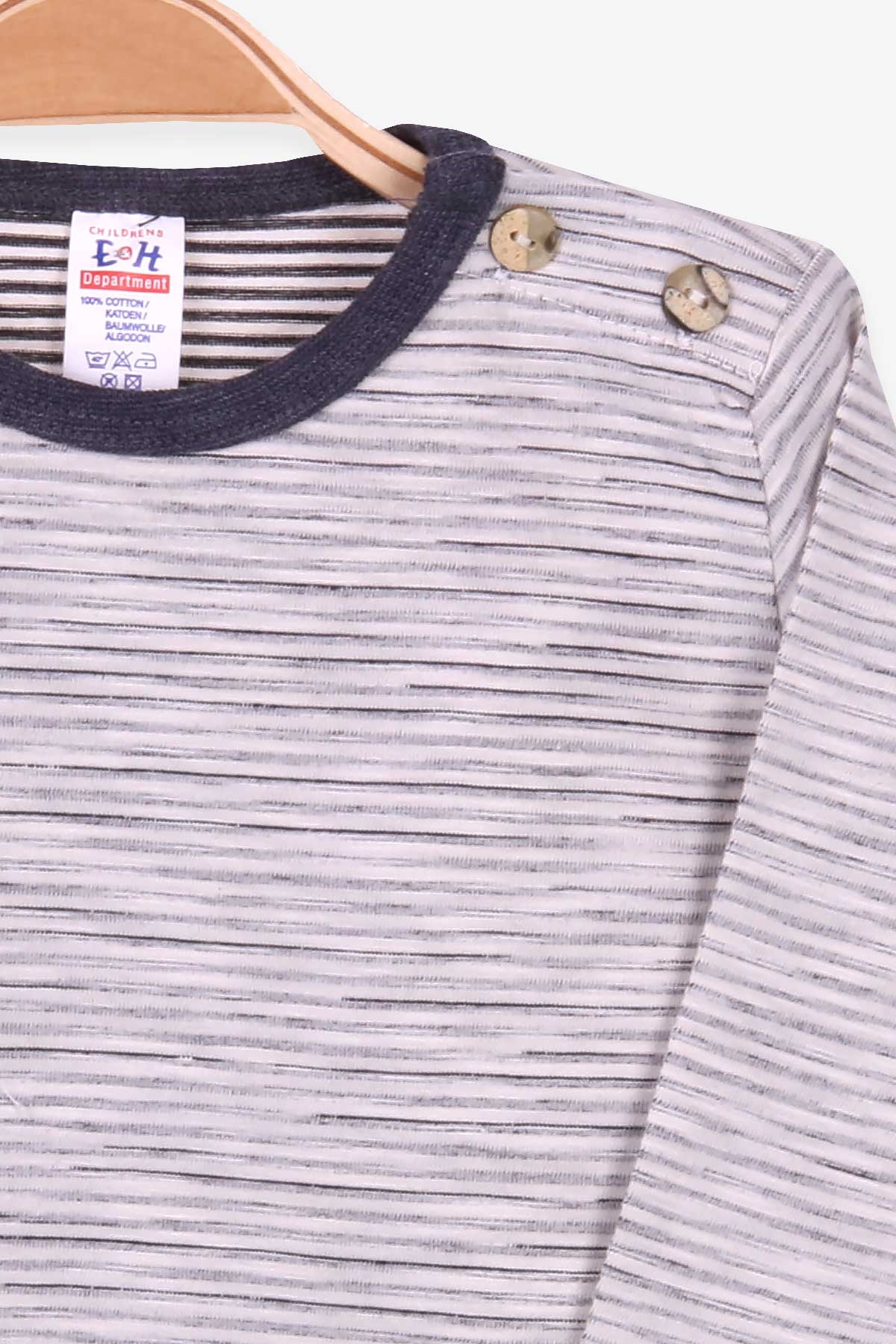 Breeze Erkek Bebek Uzun Kollu Tişört Patlı Çizgili Ekru (9 Ay-3 Yaş)