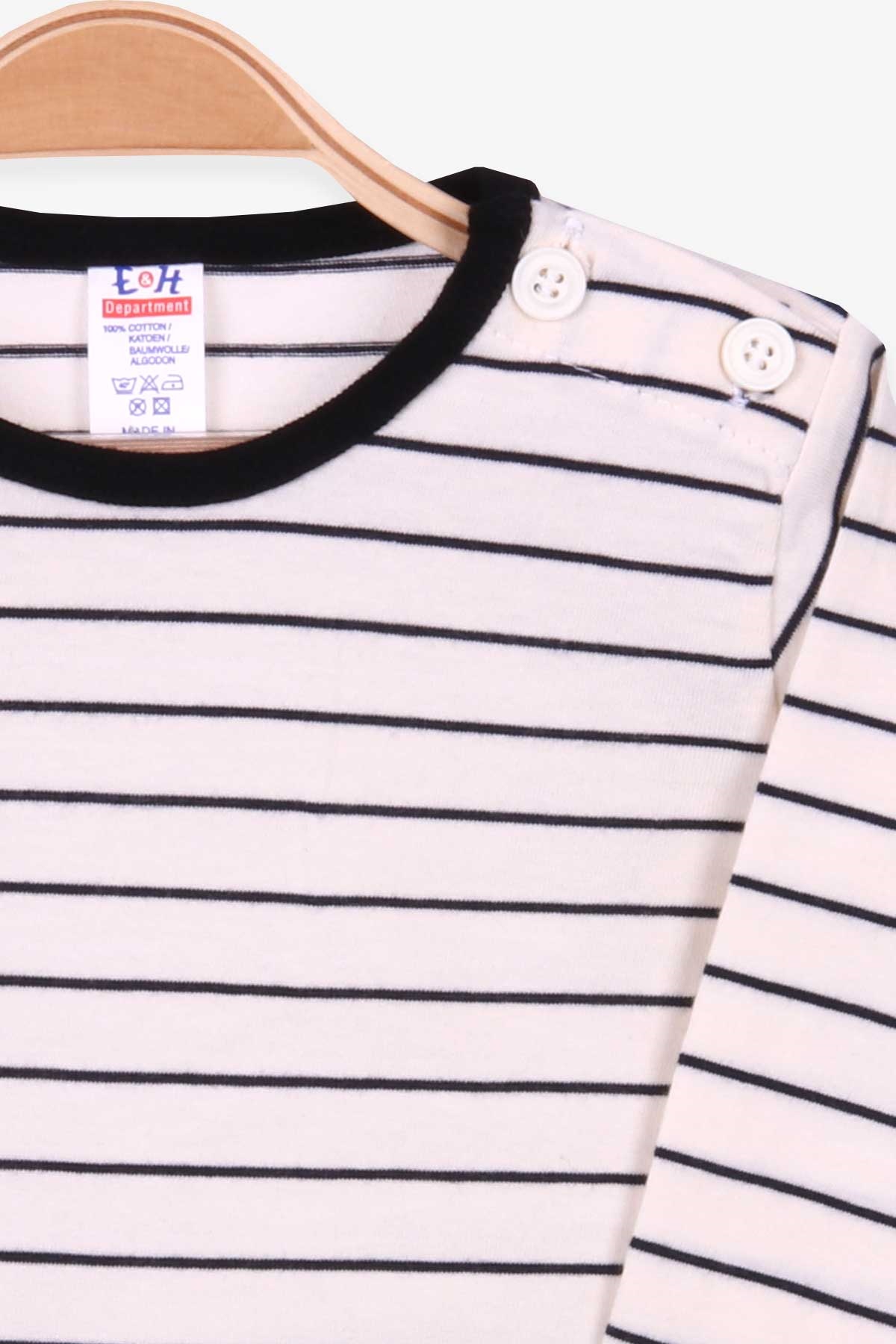 Breeze Erkek Bebek Uzun Kollu Tişört Patlı Çizgili Krem (9 Ay-3 Yaş)