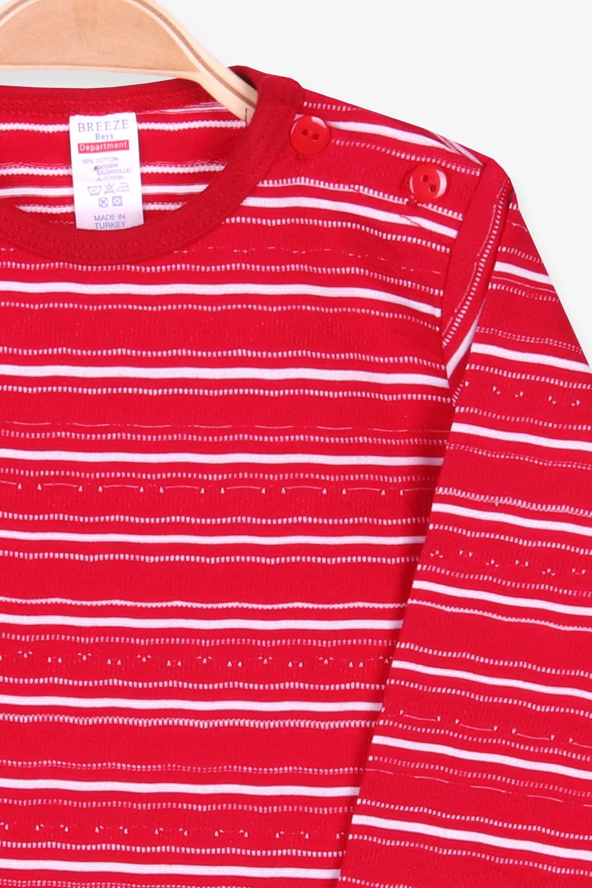 Breeze Erkek Bebek Uzun Kollu Tişört Patlı Çizgili Kırmızı (9 Ay-3 Yaş)