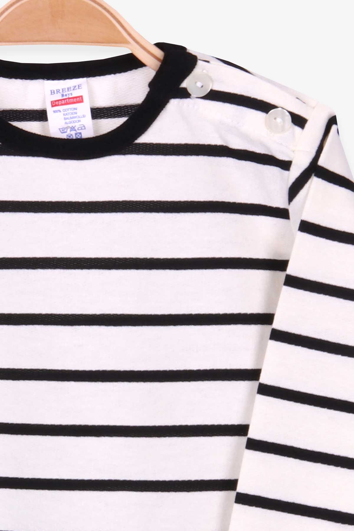 Breeze Erkek Bebek Uzun Kollu Tişört Patlı Çizgili Ekru (9 Ay-3 Yaş)