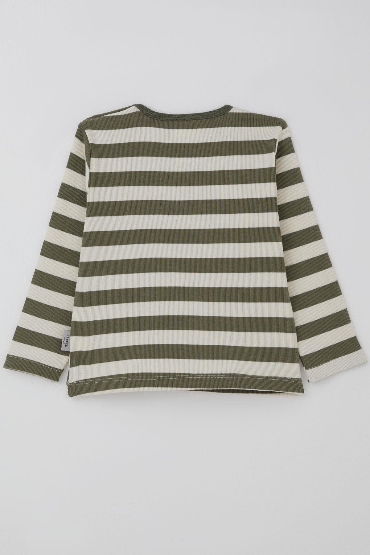 Breeze Erkek Bebek Uzun Kollu Tişört Patlı Çizgili Haki Yeşil (9 Ay-3 Yaş)