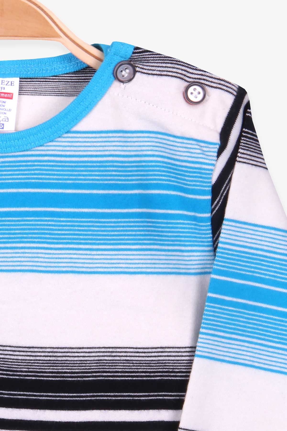 Breeze Erkek Bebek Uzun Kollu Tişört Patlı Çizgili Karışık Renk (9 Ay-3 Yaş)