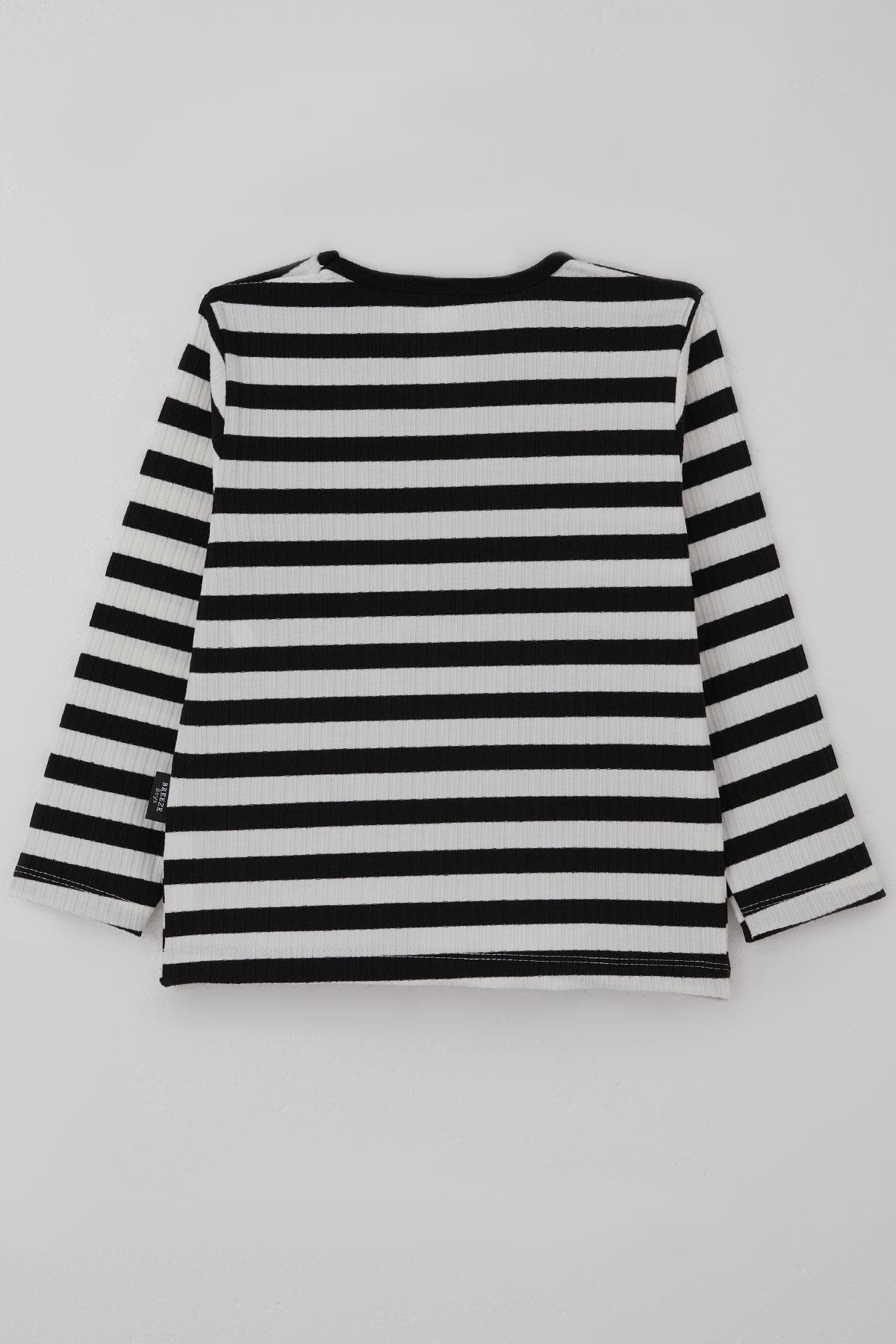 Breeze Erkek Bebek Uzun Kollu Tişört Patlı Çizgili Siyah (9 Ay-3 Yaş)