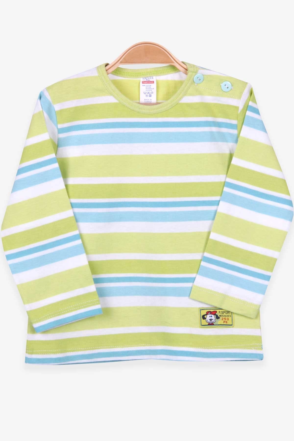 Breeze Erkek Bebek Uzun Kollu Tişört Patlı Çizgili Karışık Renk (9 Ay-3 Yaş)