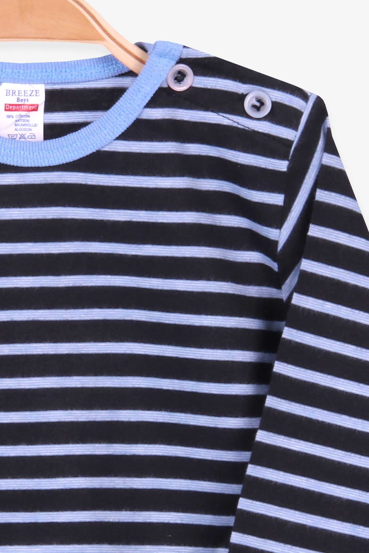 Breeze Erkek Bebek Uzun Kollu Tişört Patlı Çizgili Siyah (9 Ay-3 Yaş)