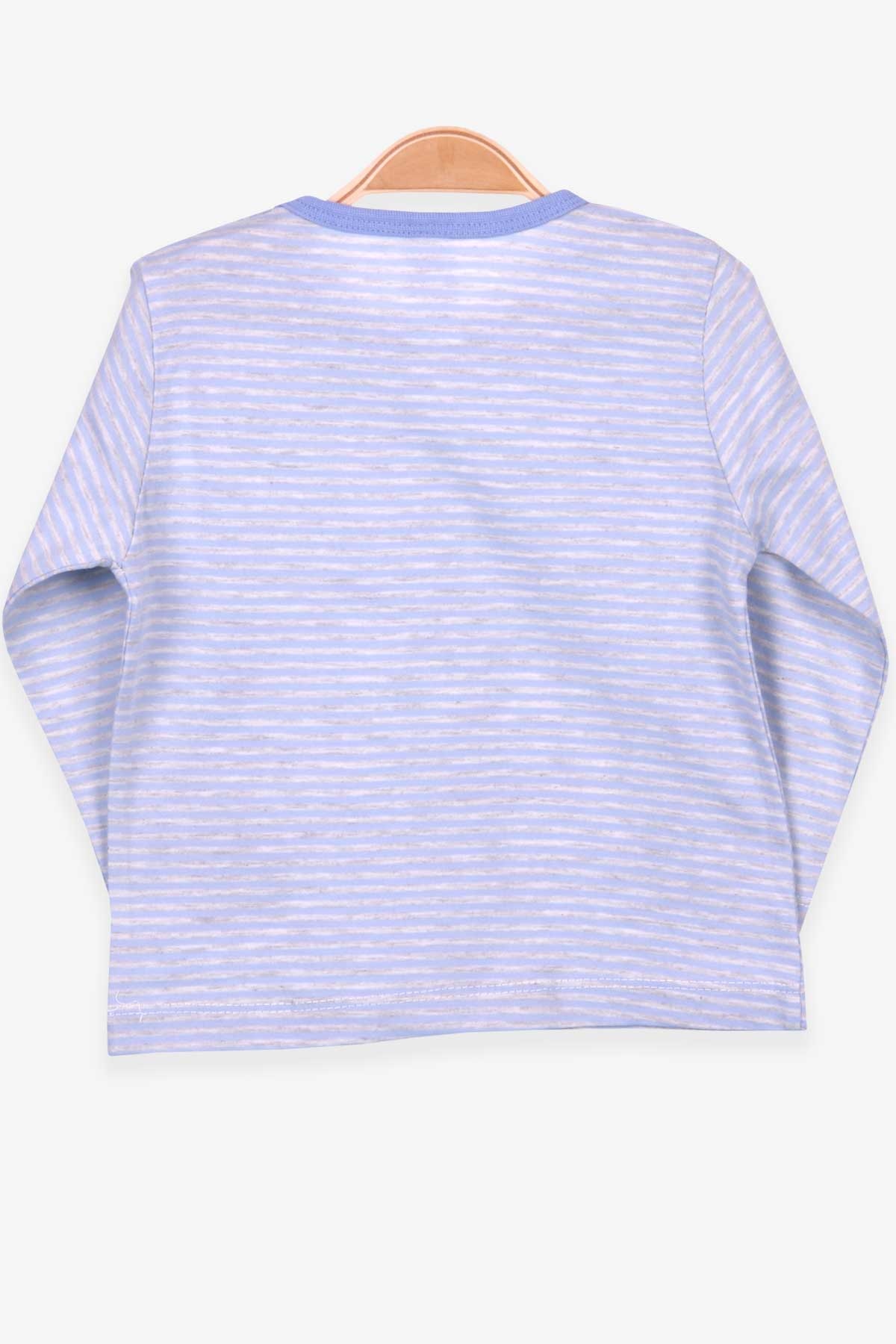 Breeze Erkek Bebek Uzun Kollu Tişört Patlı Çizgili Bebe Mavisi (9 Ay-3 Yaş)