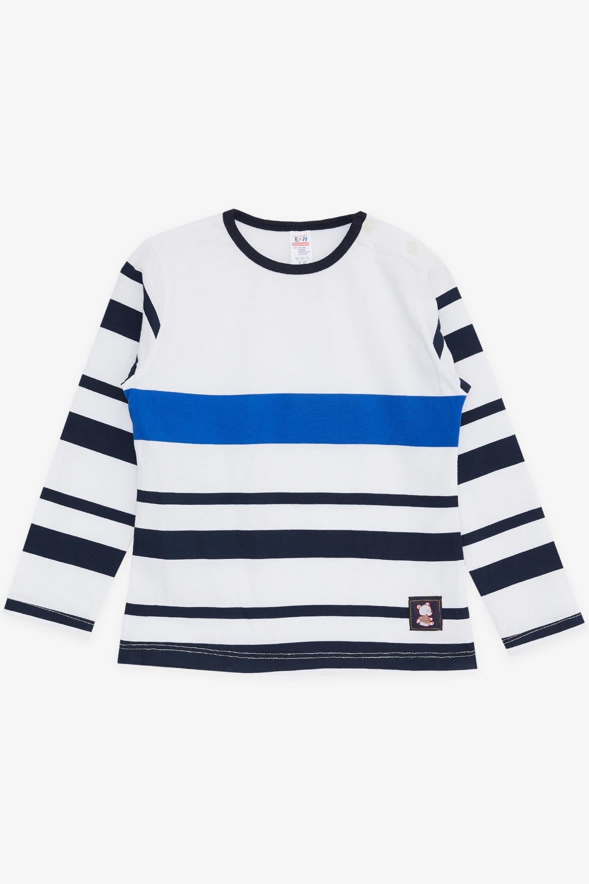 Breeze Erkek Bebek Uzun Kollu Tişört Patlı Bebek Ayıcık Baskılı Beyaz (9 Ay-3 Yaş)
