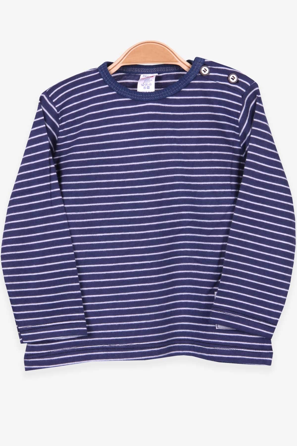 Breeze Erkek Bebek Uzun Kollu Tişört Patlı Çizgili İndigo (9 Ay-3 Yaş)