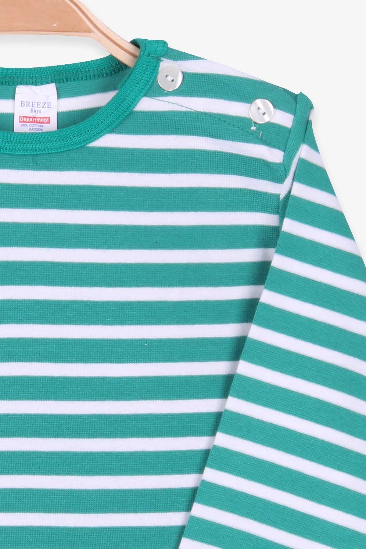 Breeze Erkek Bebek Uzun Kollu Tişört Patlı Çizgili Yeşil (9 Ay-3 Yaş)