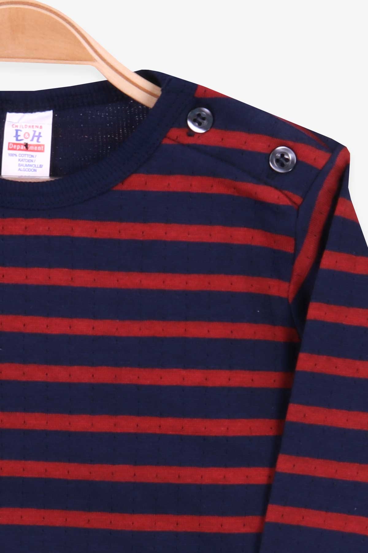 Breeze Erkek Bebek Uzun Kollu Tişört Patlı Çizgili Lacivert (9 Ay-3 Yaş)