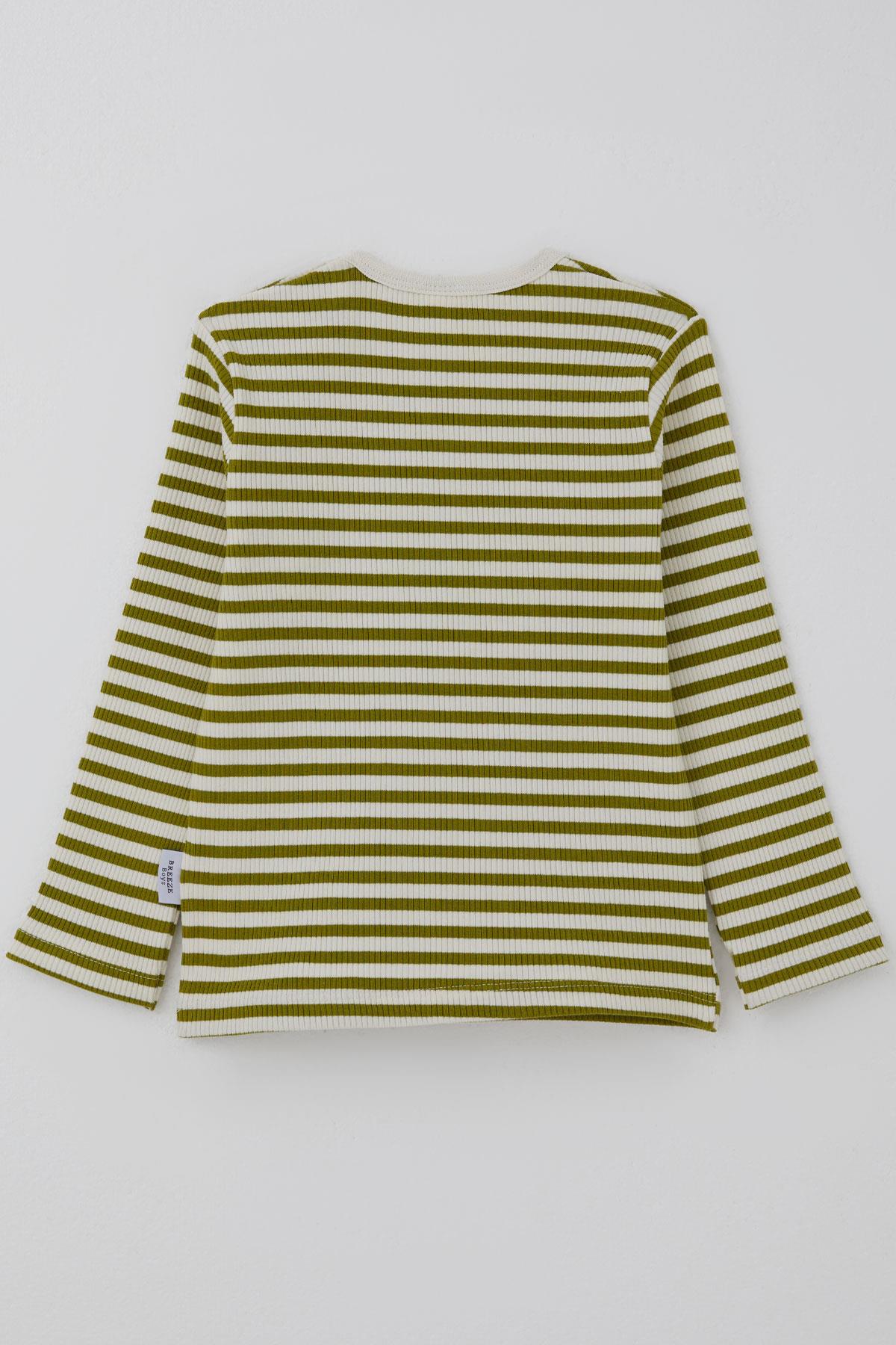 Breeze Erkek Bebek Uzun Kollu Tişört Patlı Çizgili Yeşil (9 Ay-3 Yaş)
