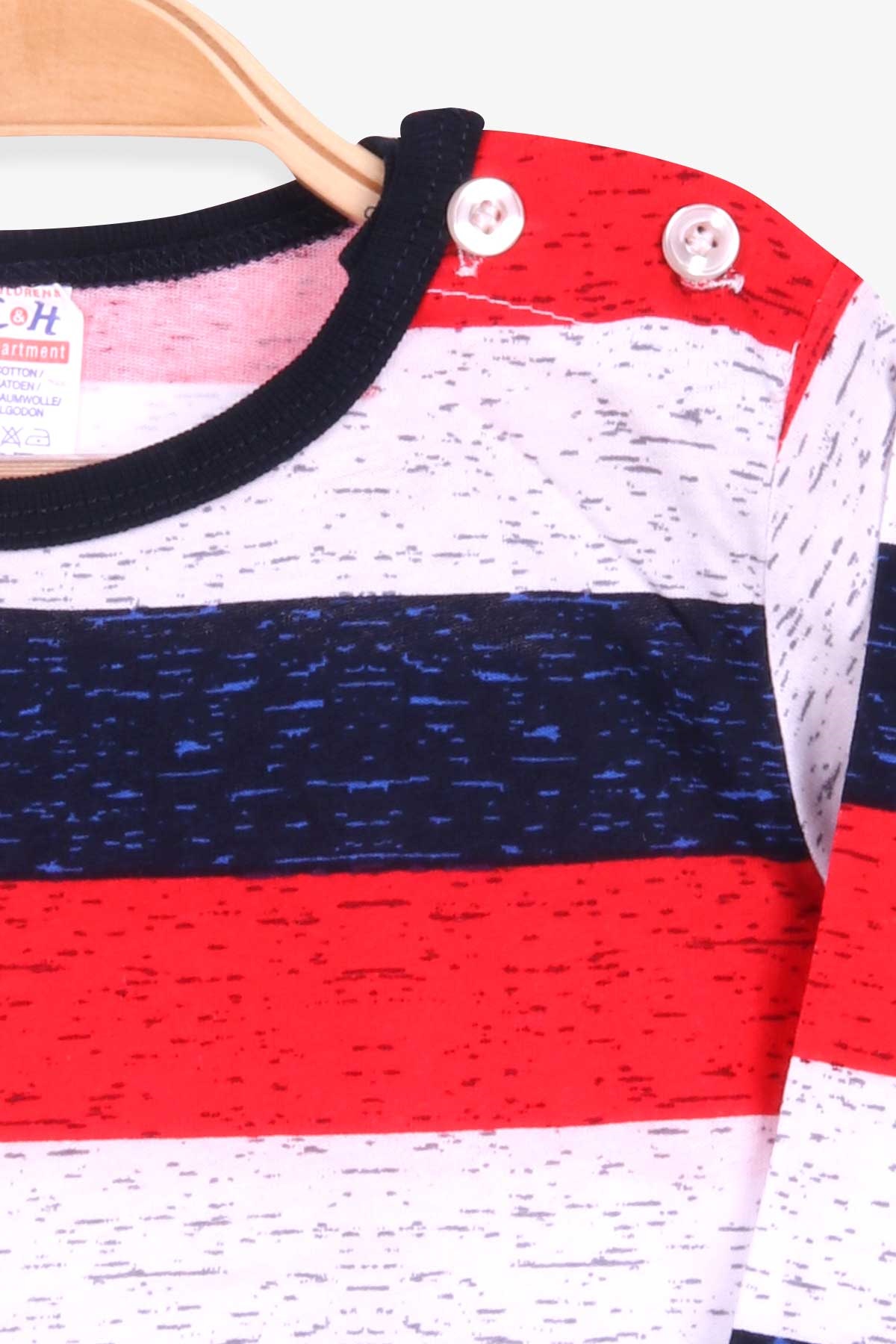Breeze Erkek Bebek Uzun Kollu Tişört Patlı Çizgili Karışık Renk (9 Ay-3 Yaş)