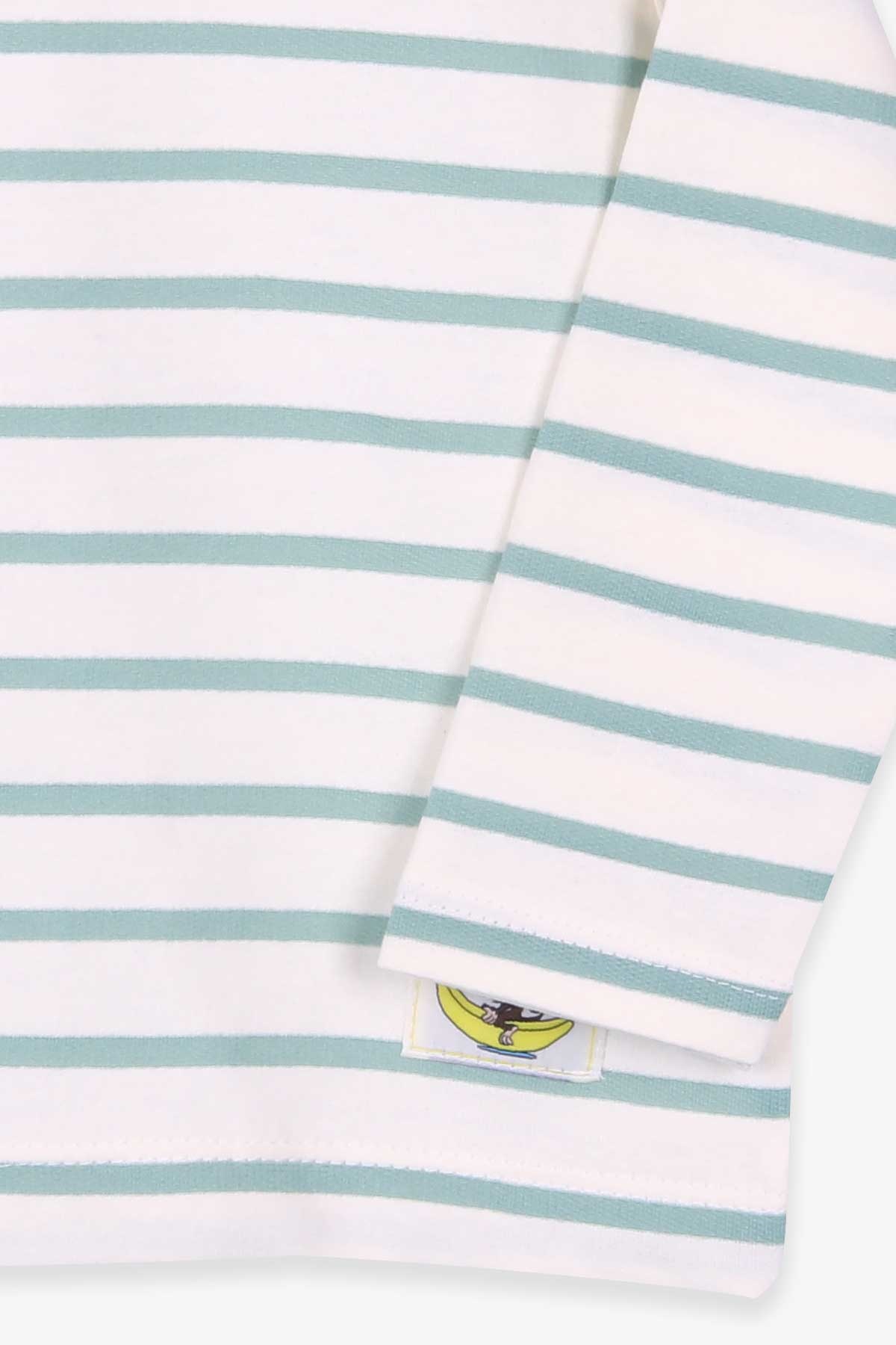 Breeze Erkek Bebek Uzun Kollu Tişört Patlı Çizgili Krem (9 Ay-3 Yaş)