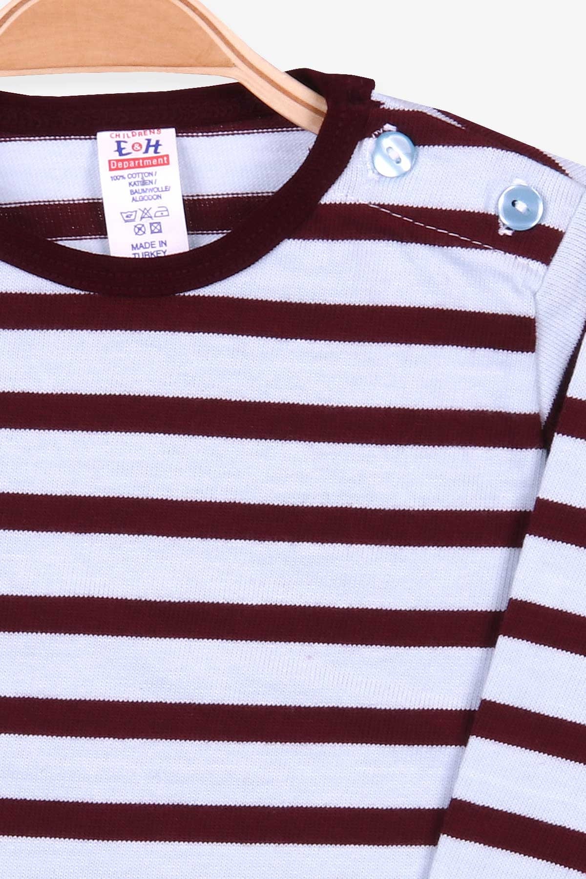 Breeze Erkek Bebek Uzun Kollu Tişört Patlı Çizgili Bordo (9 Ay-3 Yaş)