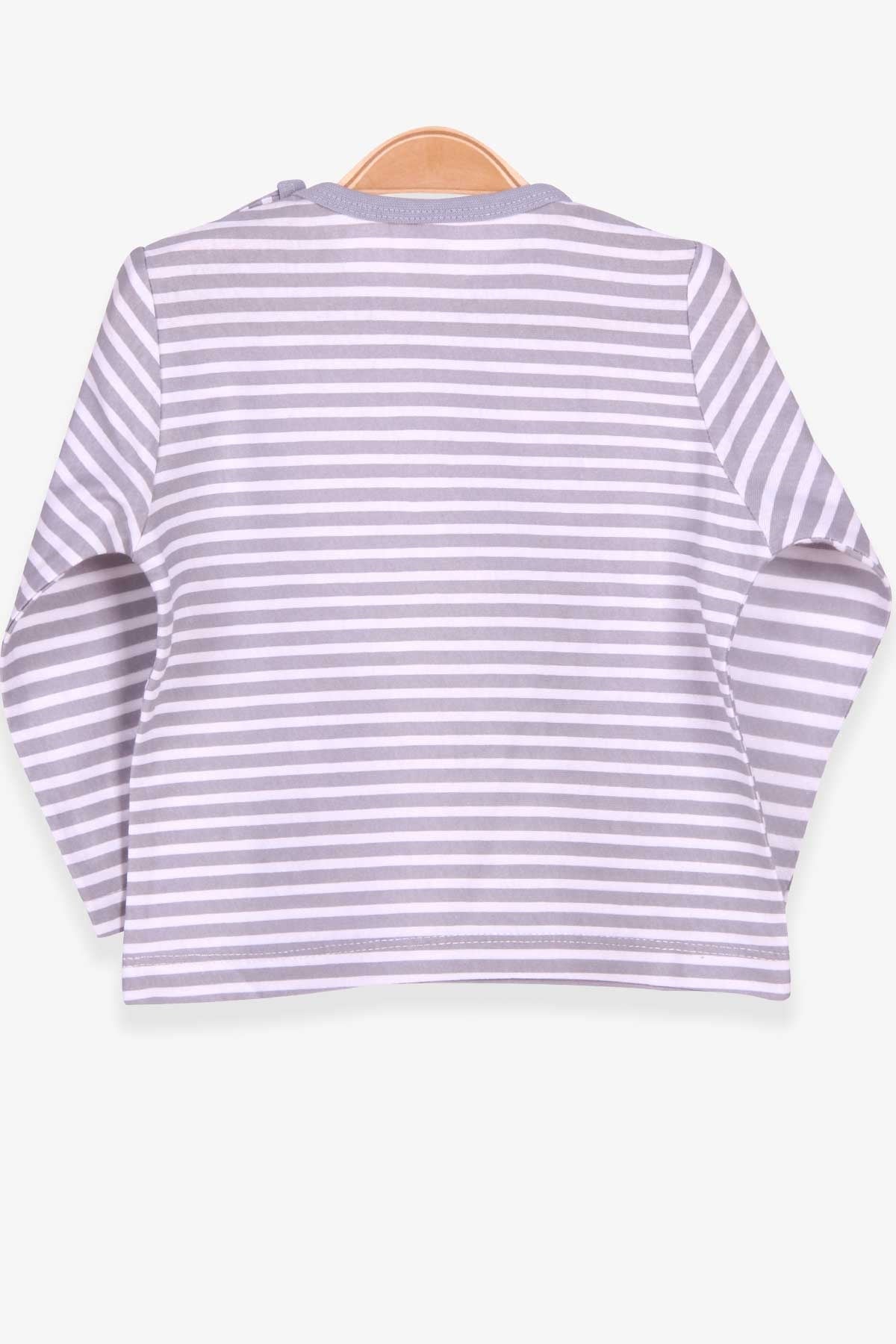 Breeze Erkek Bebek Uzun Kollu Tişört Patlı Çizgili Gri (9 Ay-3 Yaş)
