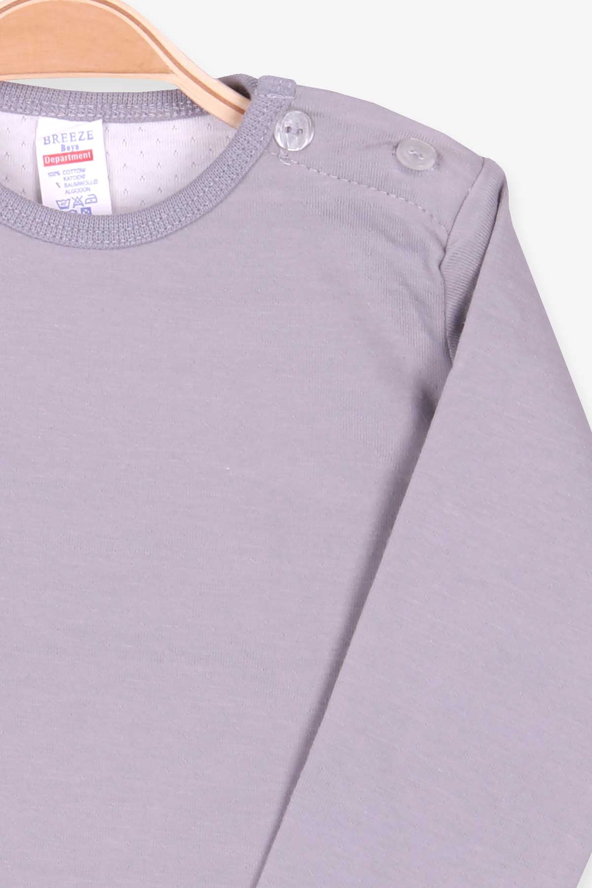 Breeze Erkek Bebek Uzun Kollu Tişört Patlı Basic Gri (9 Ay-3 Yaş)