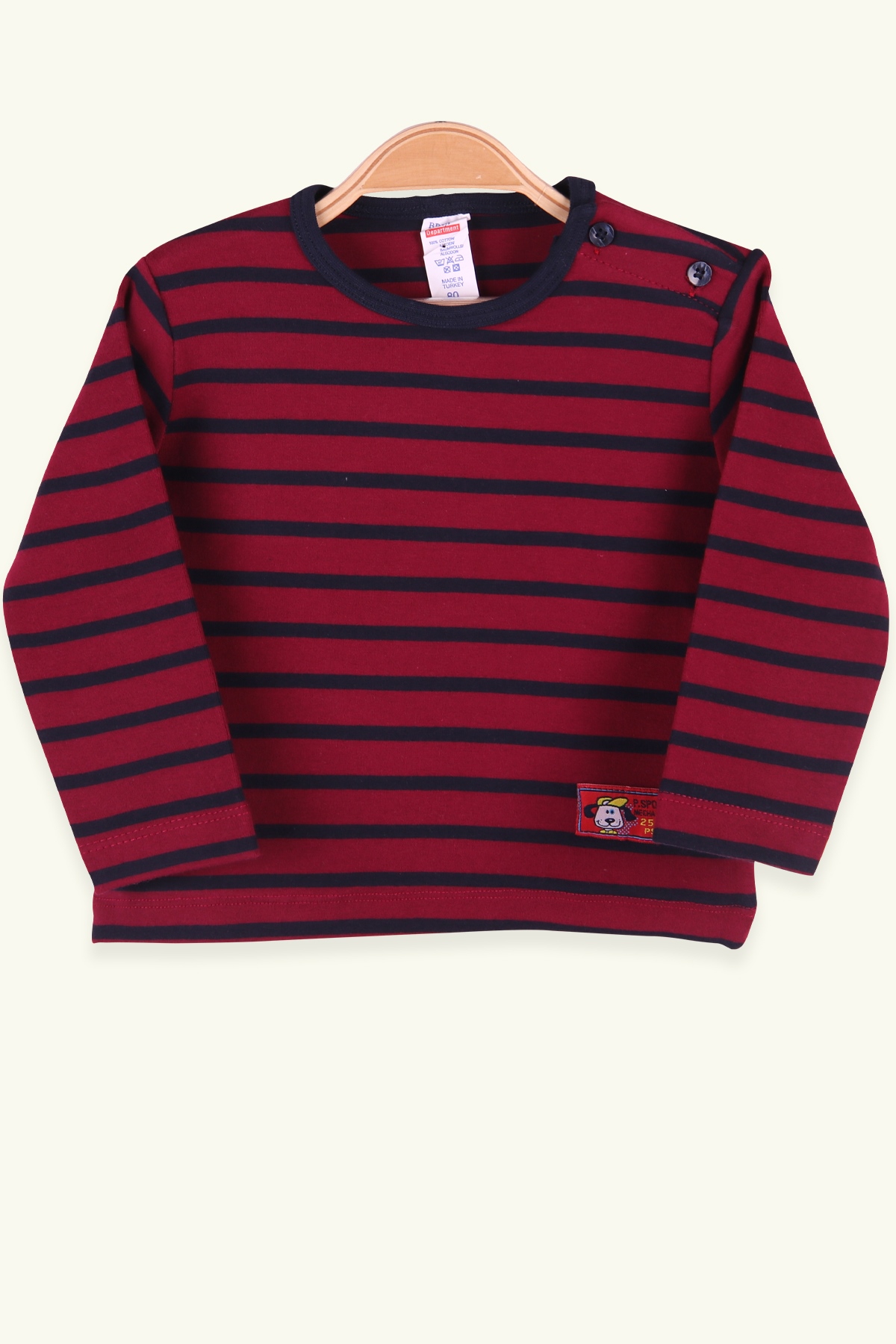 Breeze Erkek Bebek Uzun Kollu Tişört Patlı Çizgili Bordo (9 Ay-3 Yaş)