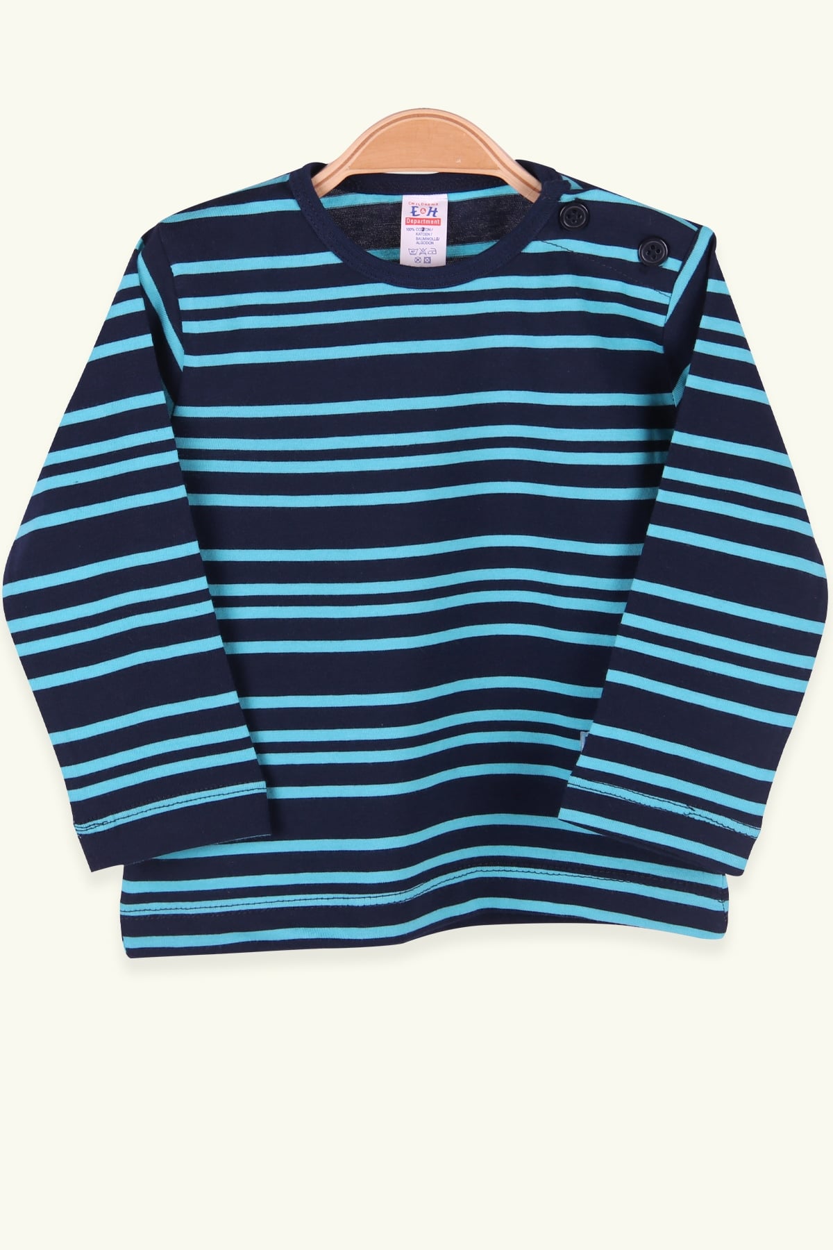 Breeze Erkek Bebek Uzun Kollu Tişört Patlı Çizgili Lacivert (9 Ay-3 Yaş)